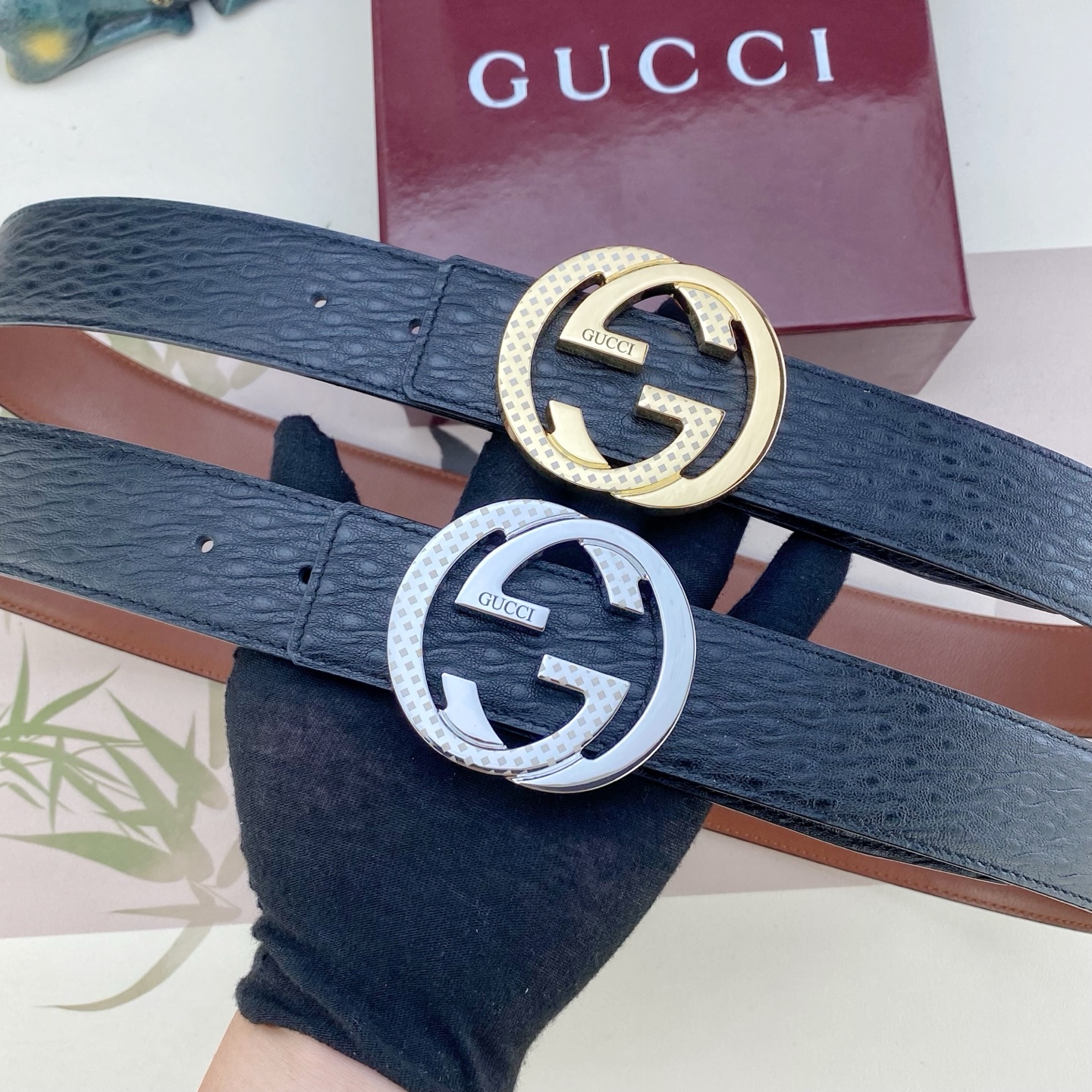 古奇💕 特种皮腰带系列 ，原厂五金精品不锈钢扣，手感柔软舒适 宽3.8CM。