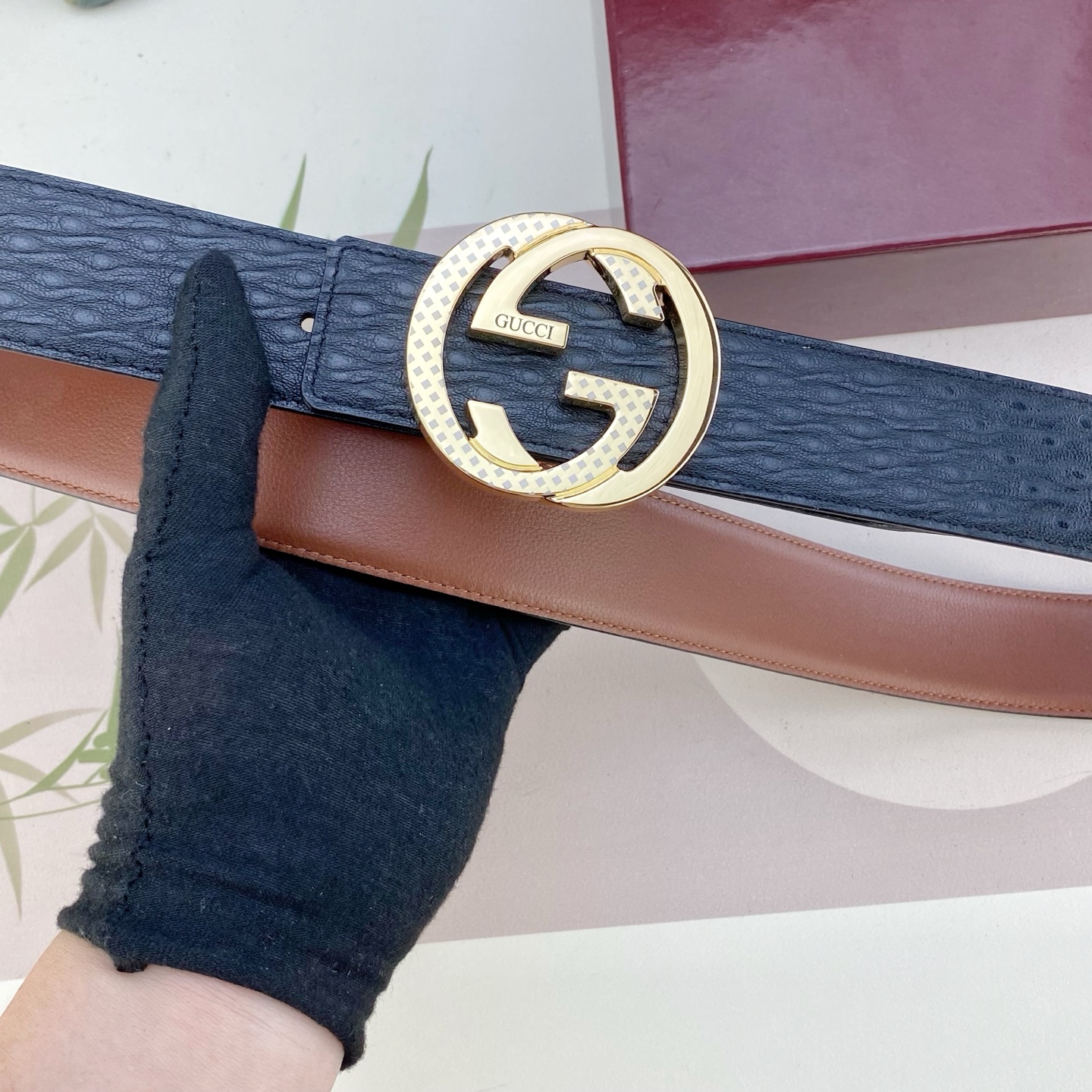 古奇💕 特种皮腰带系列 ，原厂五金精品不锈钢扣，手感柔软舒适 宽3.8CM。