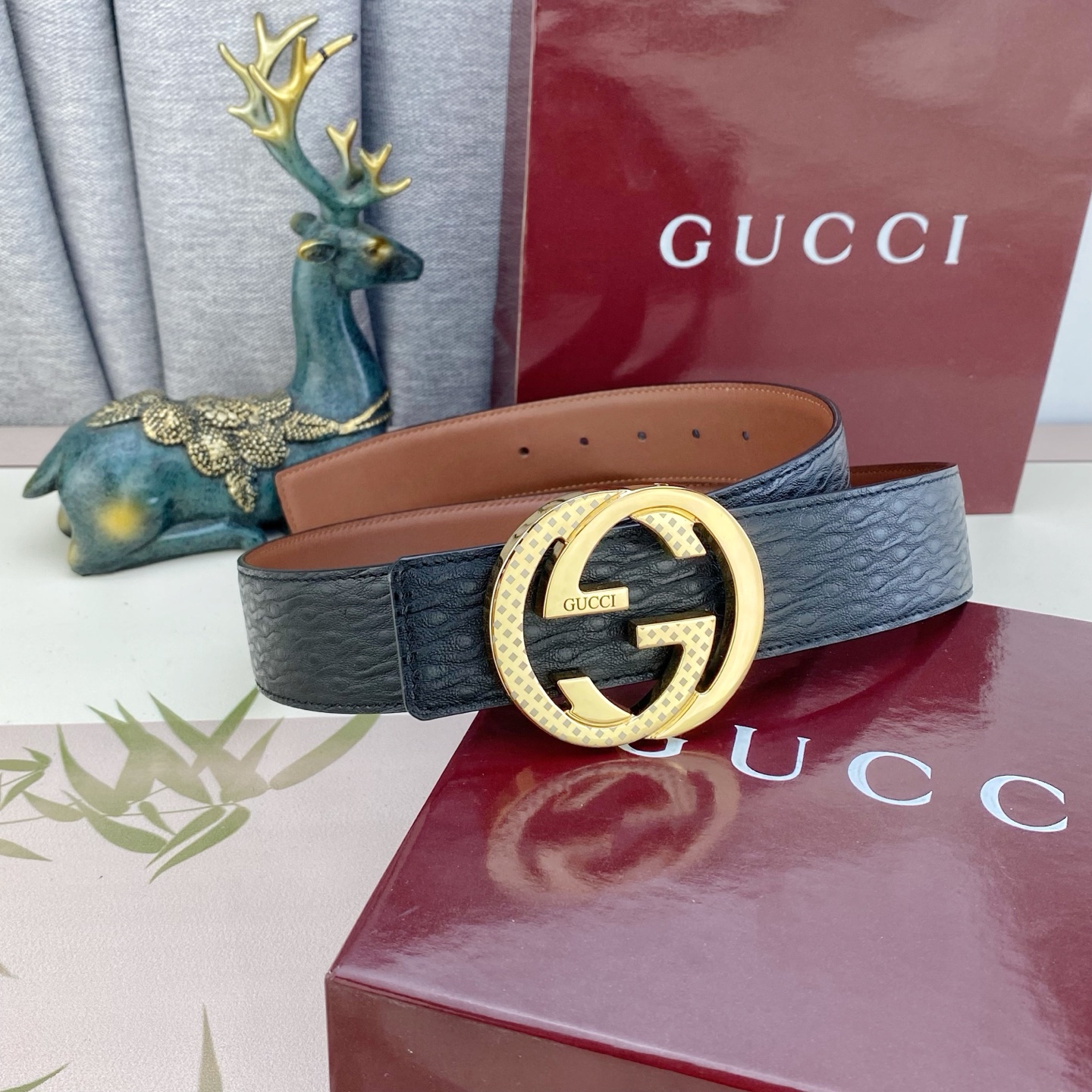 古奇💕 特种皮腰带系列 ，原厂五金精品不锈钢扣，手感柔软舒适 宽3.8CM。