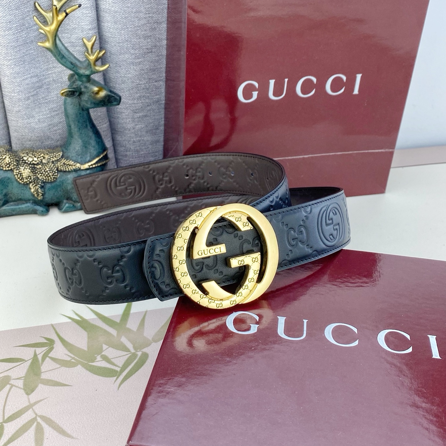 古奇💕 特种皮腰带系列 ，原厂五金精品不锈钢扣，手感柔软舒适 宽3.8CM。