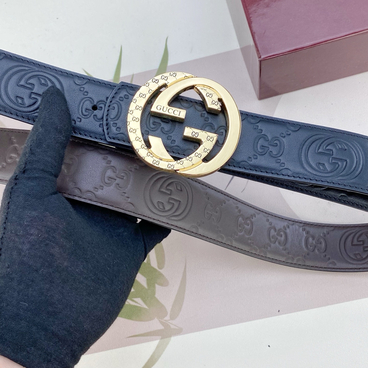 古奇💕 特种皮腰带系列 ，原厂五金精品不锈钢扣，手感柔软舒适 宽3.8CM。