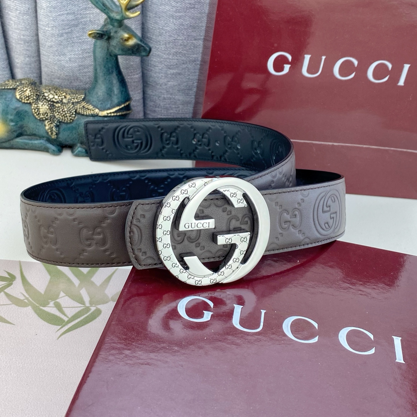 古奇💕 特种皮腰带系列 ，原厂五金精品不锈钢扣，手感柔软舒适 宽3.8CM。