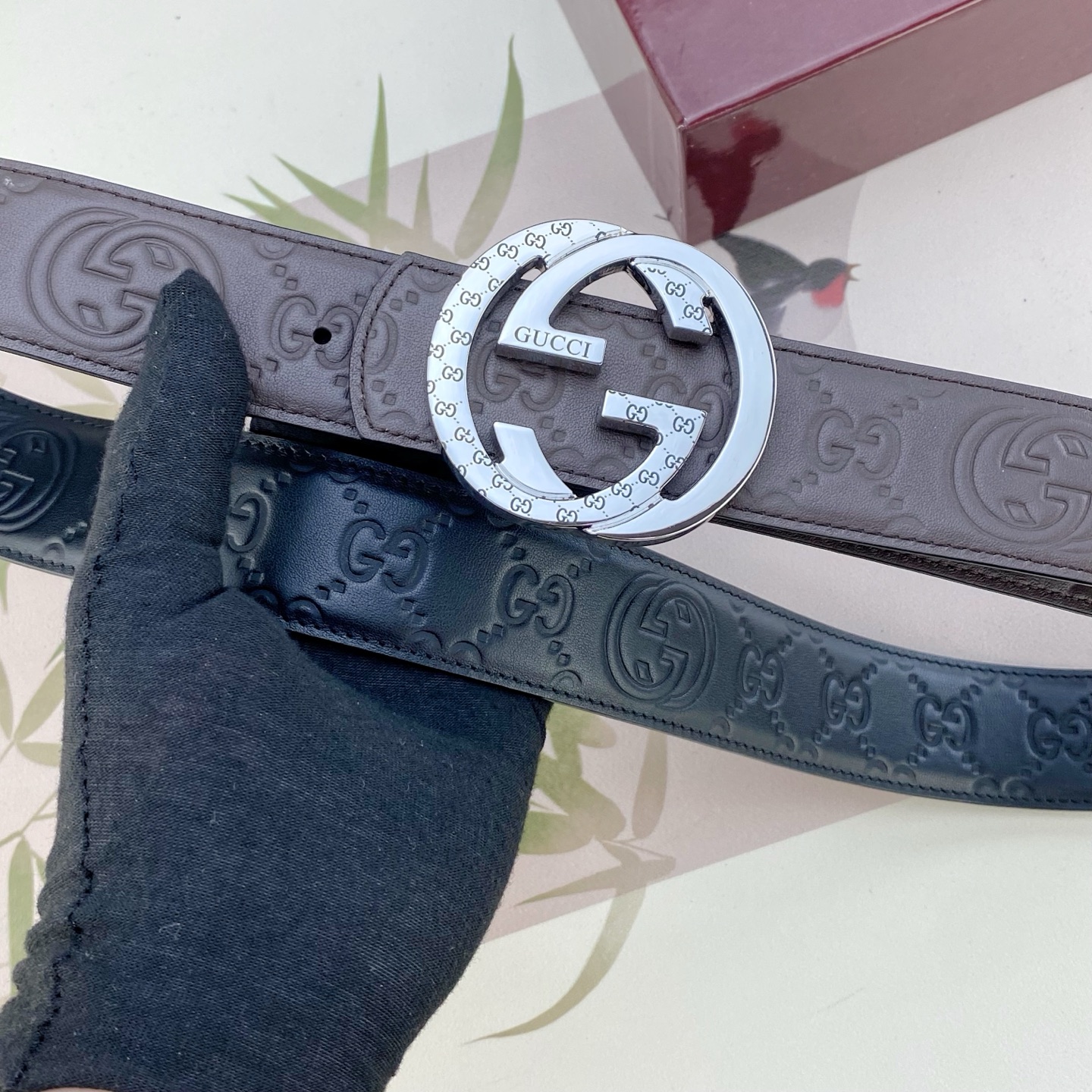 古奇💕 特种皮腰带系列 ，原厂五金精品不锈钢扣，手感柔软舒适 宽3.8CM。