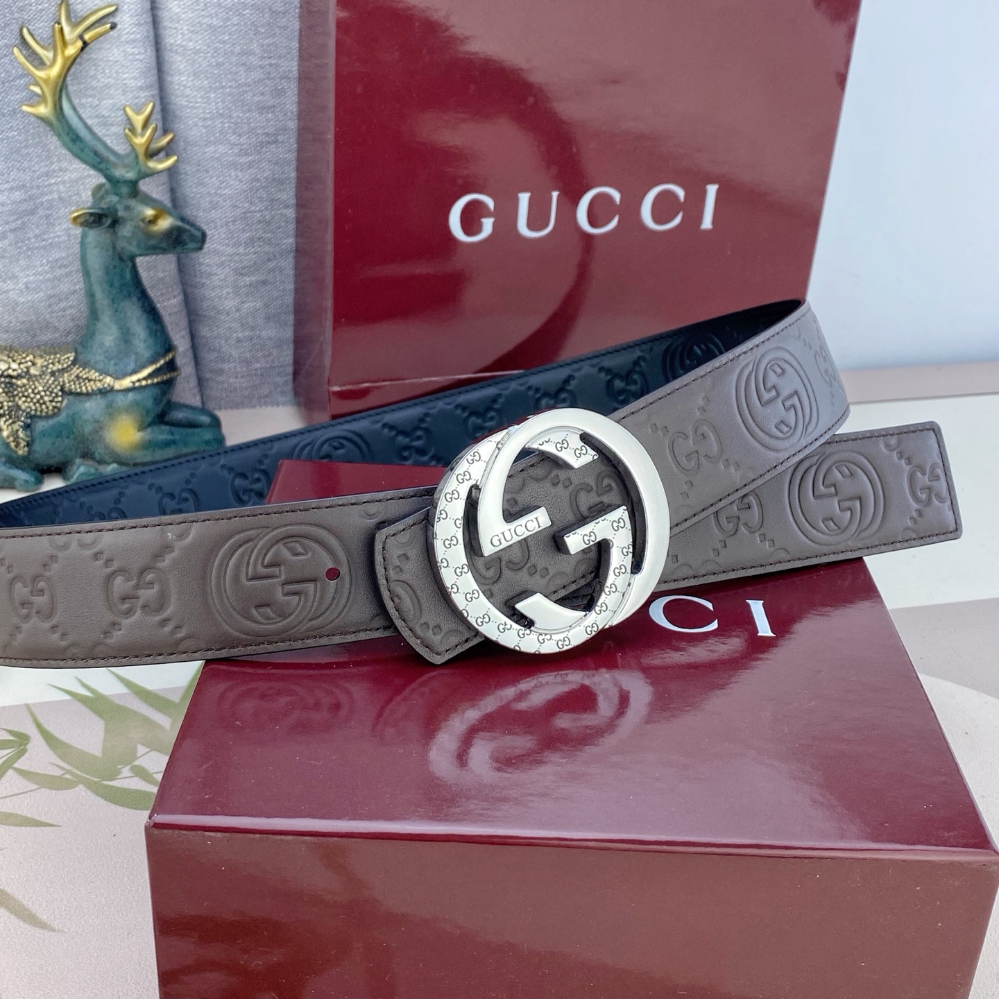 古奇💕 特种皮腰带系列 ，原厂五金精品不锈钢扣，手感柔软舒适 宽3.8CM。