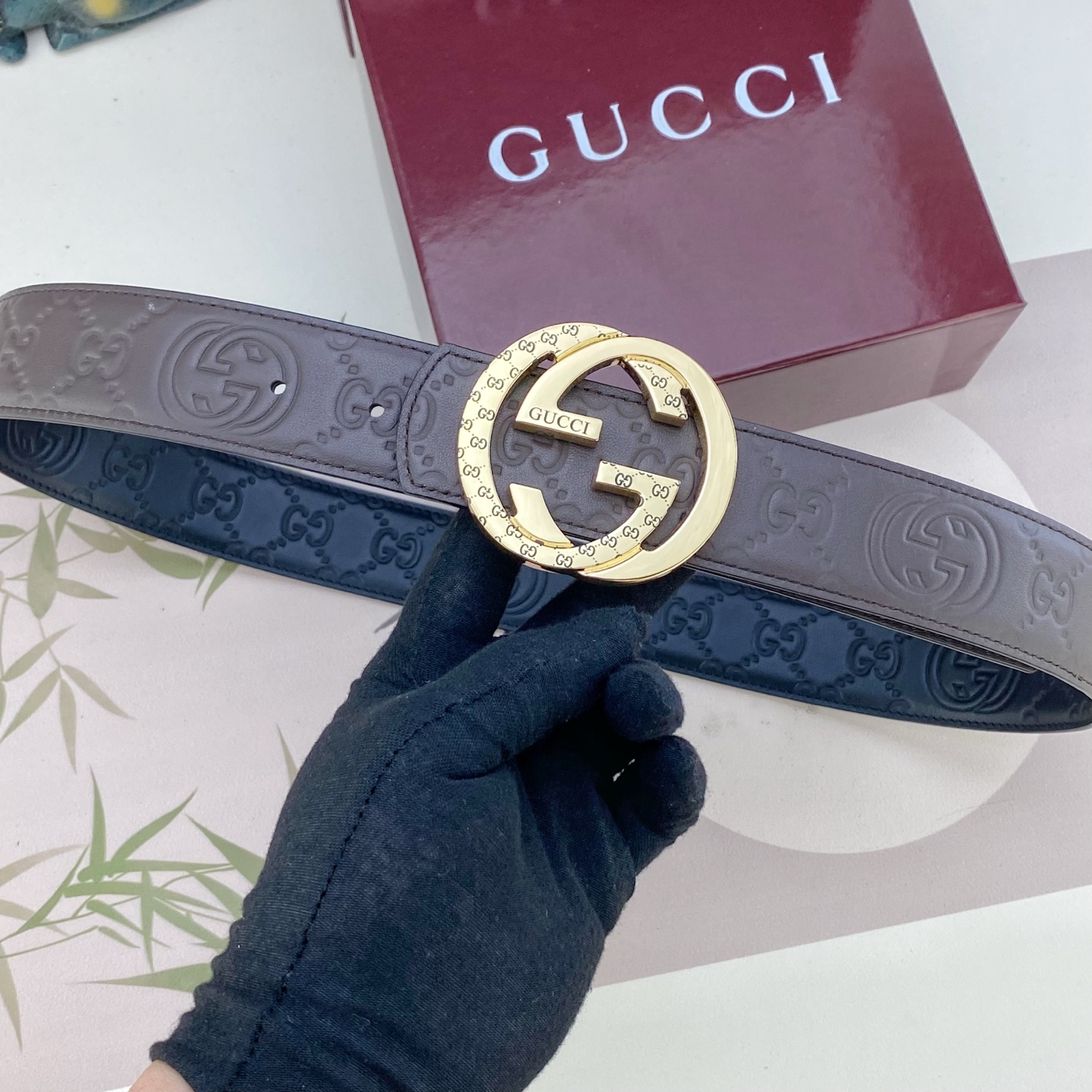 古奇💕 特种皮腰带系列 ，原厂五金精品不锈钢扣，手感柔软舒适 宽3.8CM。