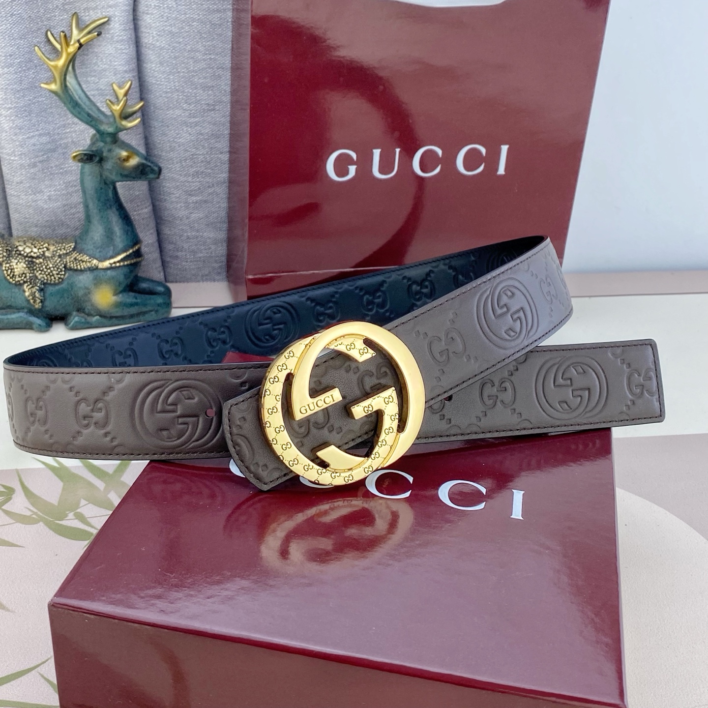 古奇💕 特种皮腰带系列 ，原厂五金精品不锈钢扣，手感柔软舒适 宽3.8CM。