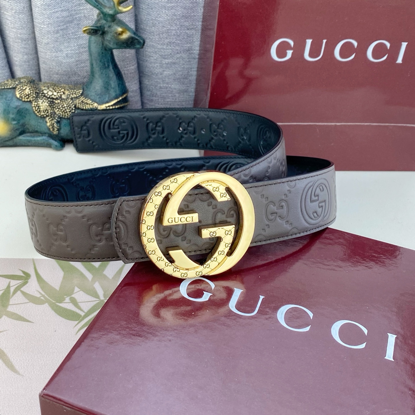 古奇💕 特种皮腰带系列 ，原厂五金精品不锈钢扣，手感柔软舒适 宽3.8CM。