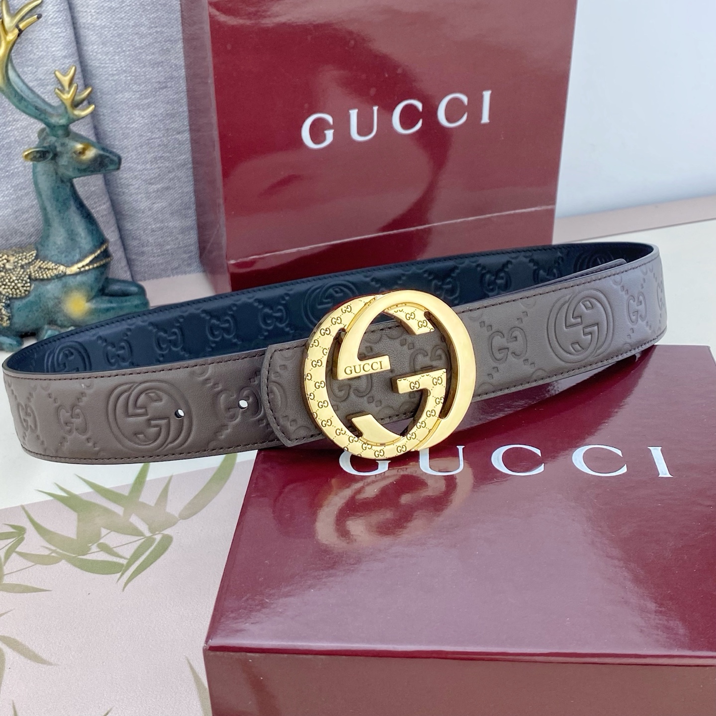 古奇💕 特种皮腰带系列 ，原厂五金精品不锈钢扣，手感柔软舒适 宽3.8CM。