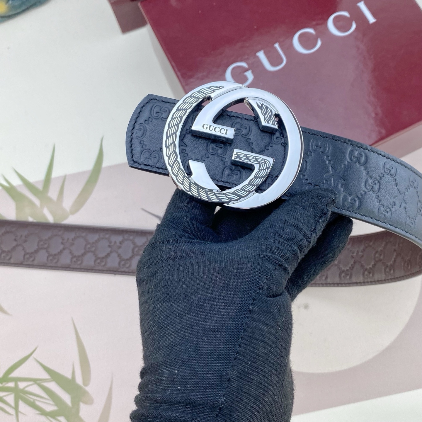 古奇💕 特种皮腰带系列 ，原厂五金精品不锈钢扣，手感柔软舒适 宽3.8CM。