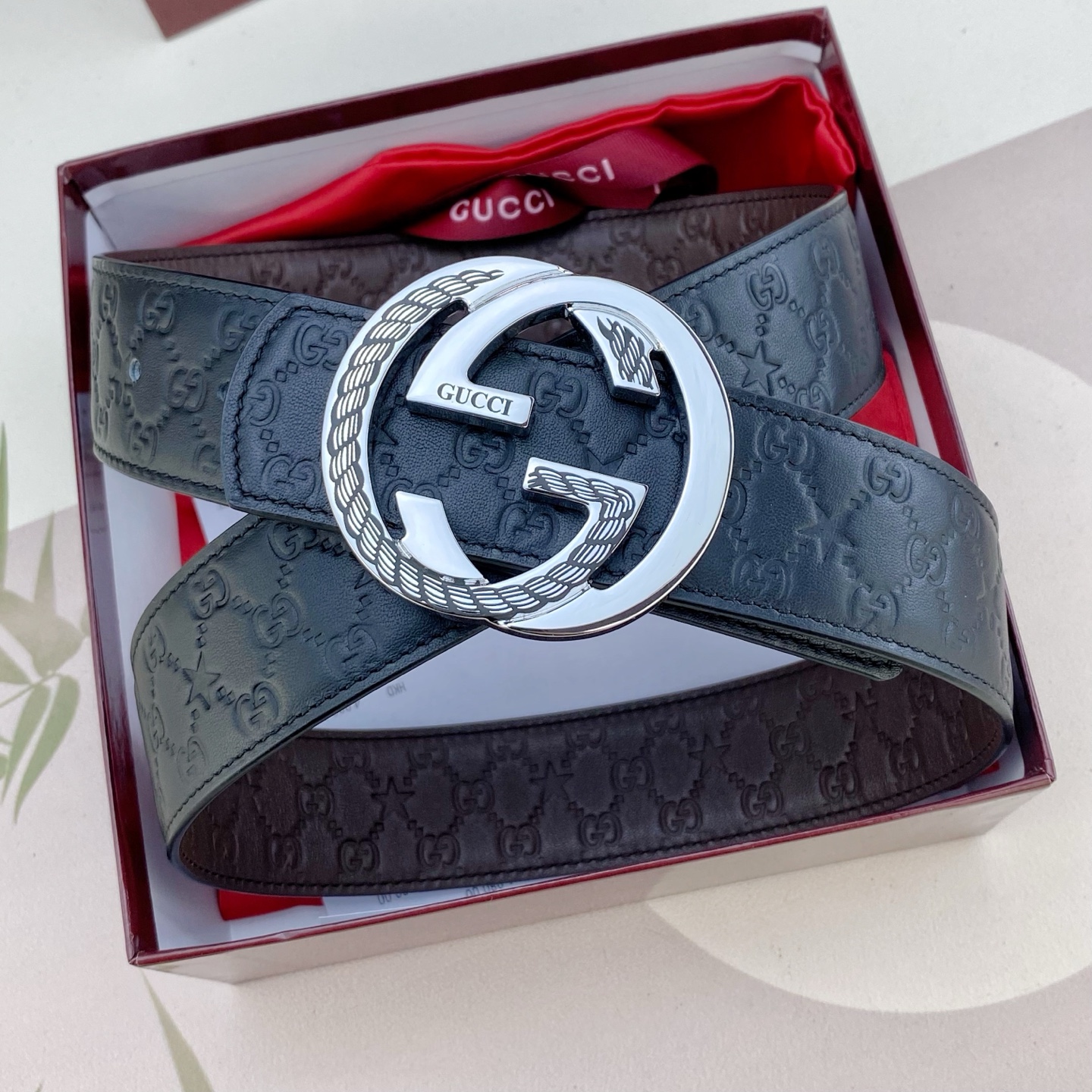 古奇💕 特种皮腰带系列 ，原厂五金精品不锈钢扣，手感柔软舒适 宽3.8CM。