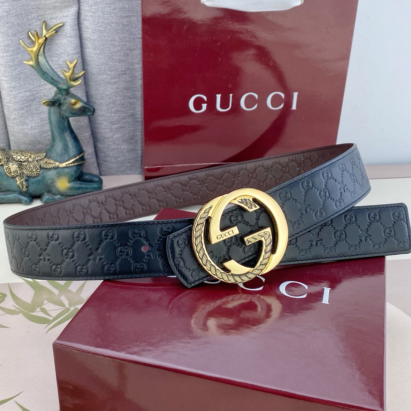 古奇💕 特种皮腰带系列 ，原厂五金精品不锈钢扣，手感柔软舒适 宽3.8CM。