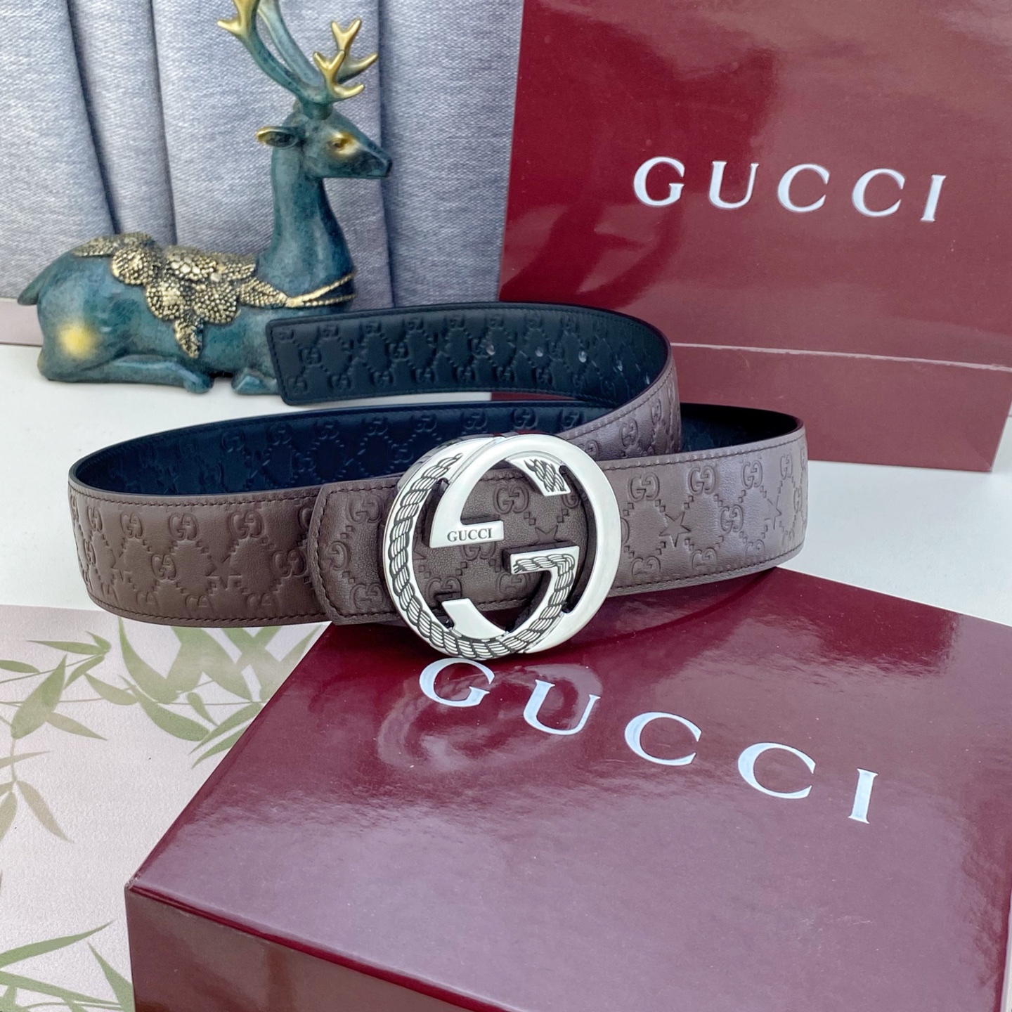 古奇💕 特种皮腰带系列 ，原厂五金精品不锈钢扣，手感柔软舒适 宽3.8CM。