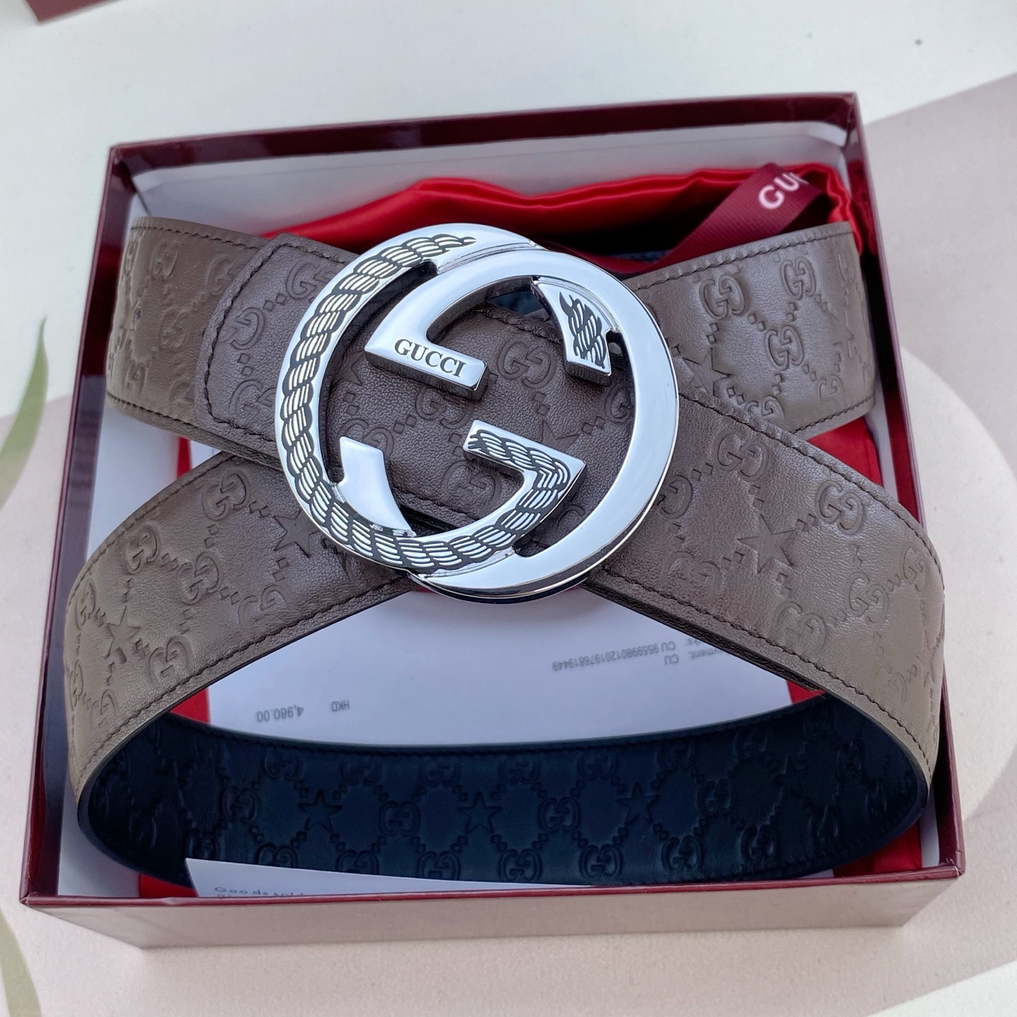 古奇💕 特种皮腰带系列 ，原厂五金精品不锈钢扣，手感柔软舒适 宽3.8CM。