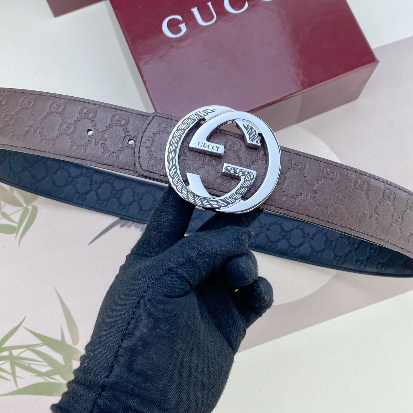 古奇💕 特种皮腰带系列 ，原厂五金精品不锈钢扣，手感柔软舒适 宽3.8CM。