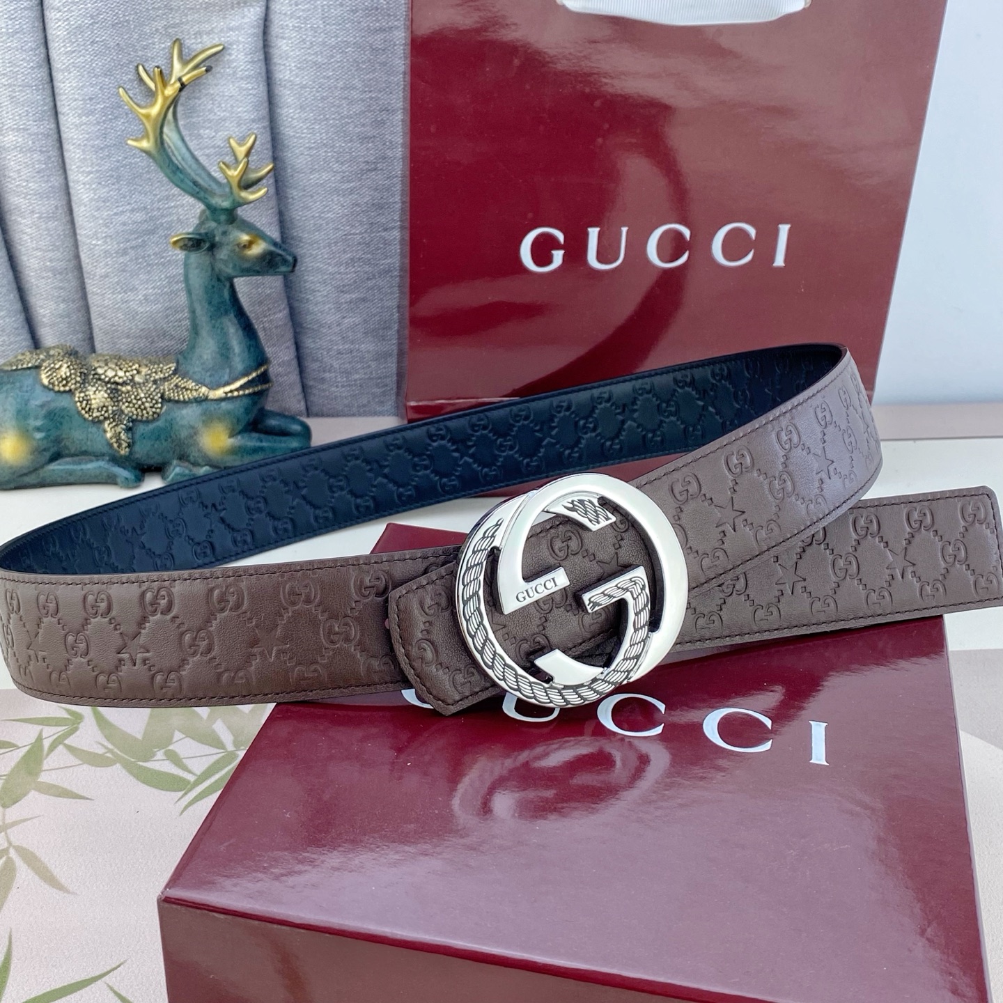 古奇💕 特种皮腰带系列 ，原厂五金精品不锈钢扣，手感柔软舒适 宽3.8CM。