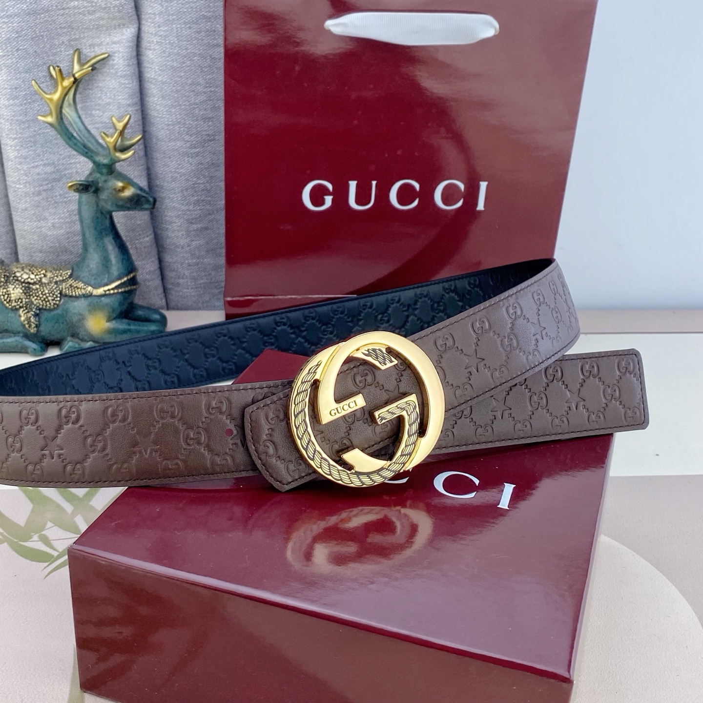 古奇💕 特种皮腰带系列 ，原厂五金精品不锈钢扣，手感柔软舒适 宽3.8CM。