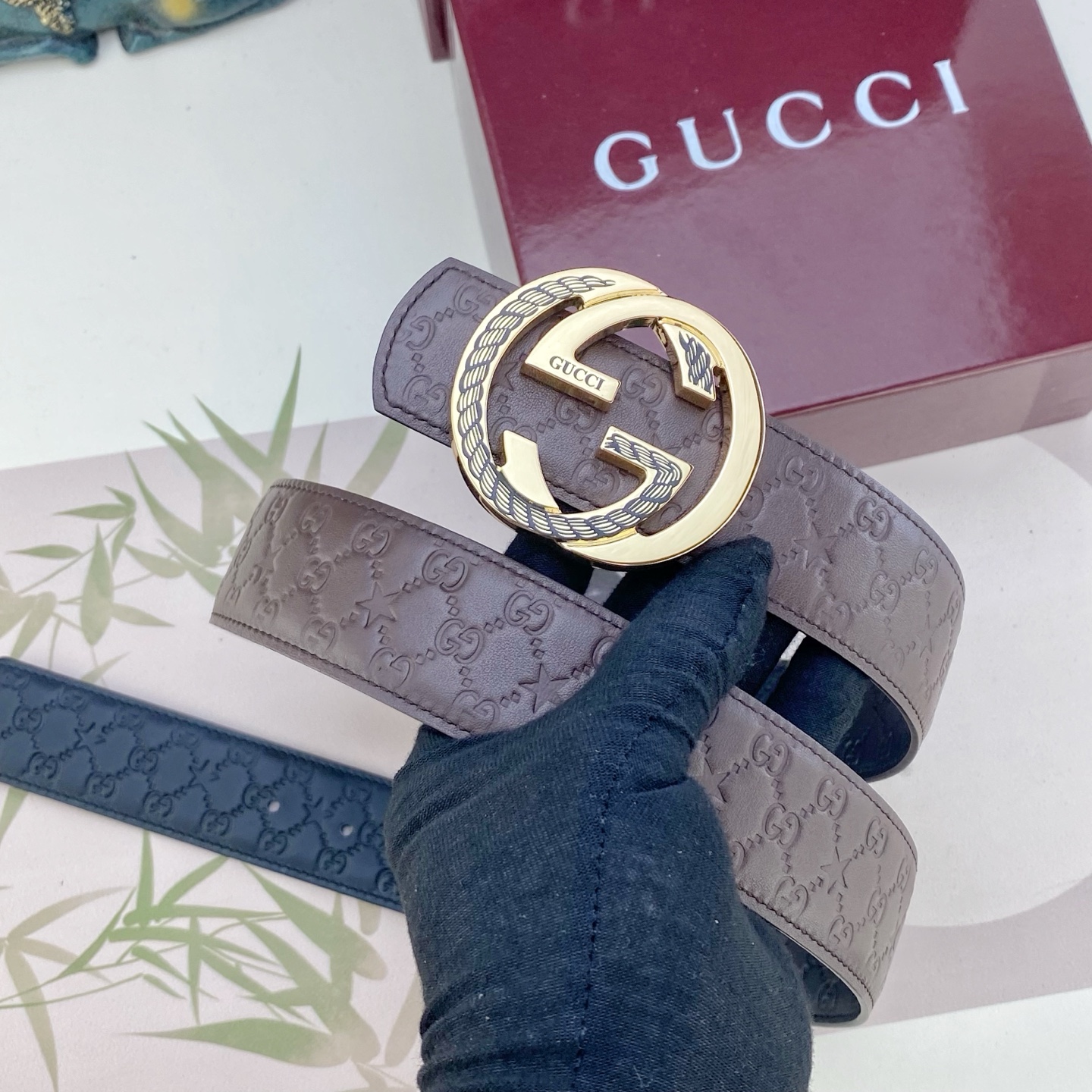 古奇💕 特种皮腰带系列 ，原厂五金精品不锈钢扣，手感柔软舒适 宽3.8CM。