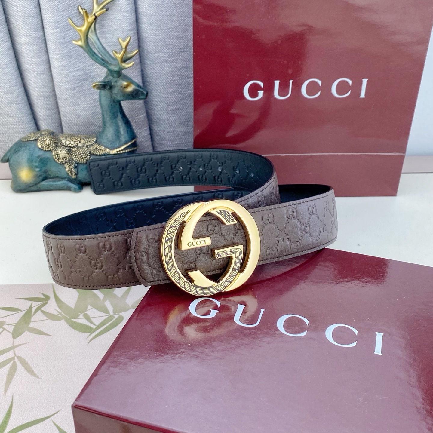 古奇💕 特种皮腰带系列 ，原厂五金精品不锈钢扣，手感柔软舒适 宽3.8CM。