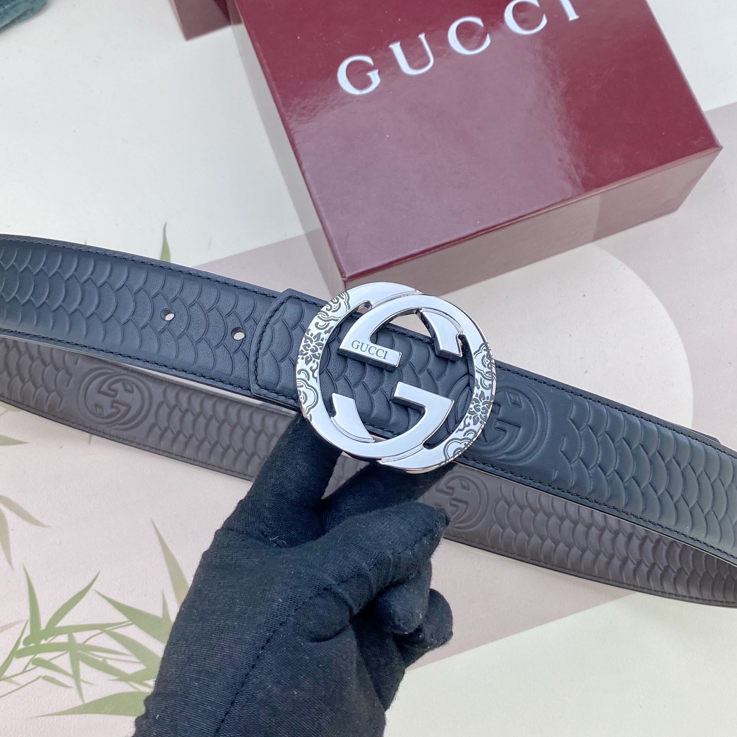 古奇💕 特种皮腰带系列 ，原厂五金精品不锈钢扣，手感柔软舒适 宽3.8CM。