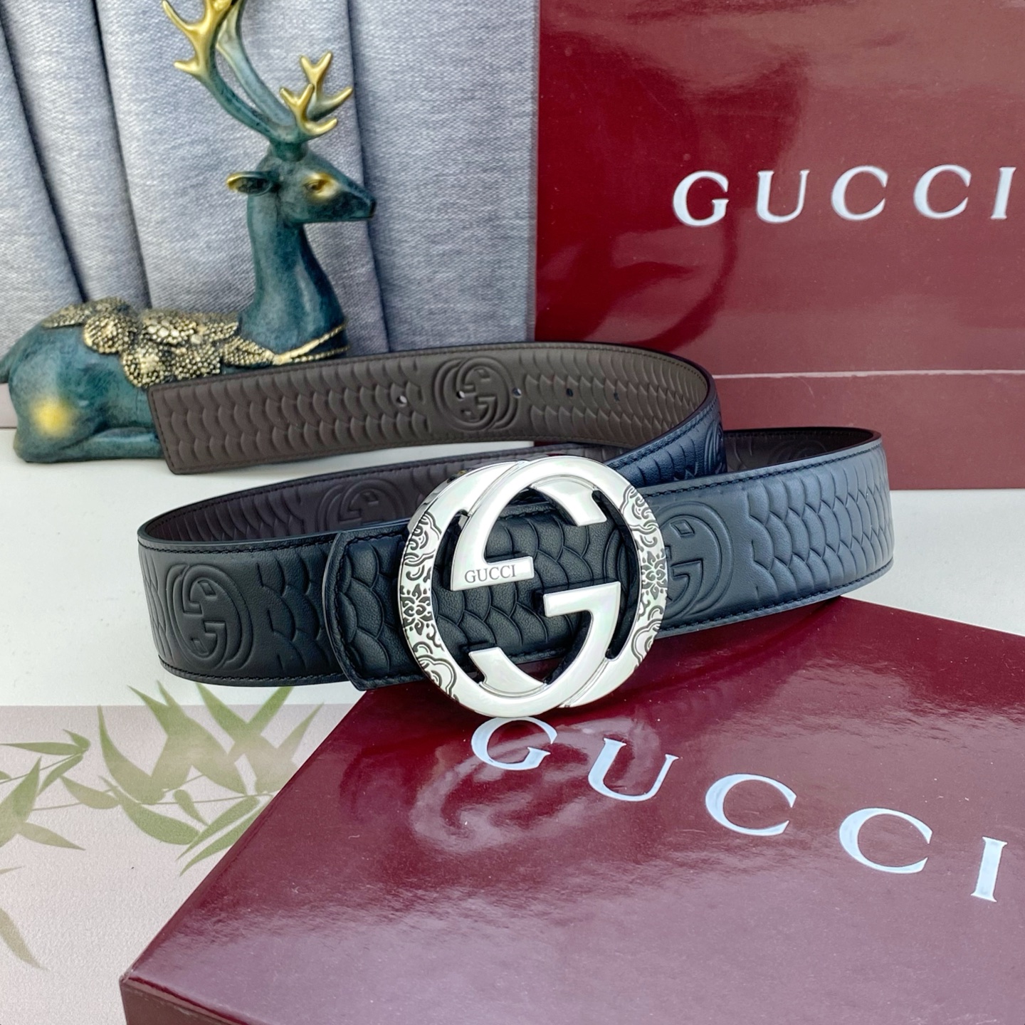 古奇💕 特种皮腰带系列 ，原厂五金精品不锈钢扣，手感柔软舒适 宽3.8CM。