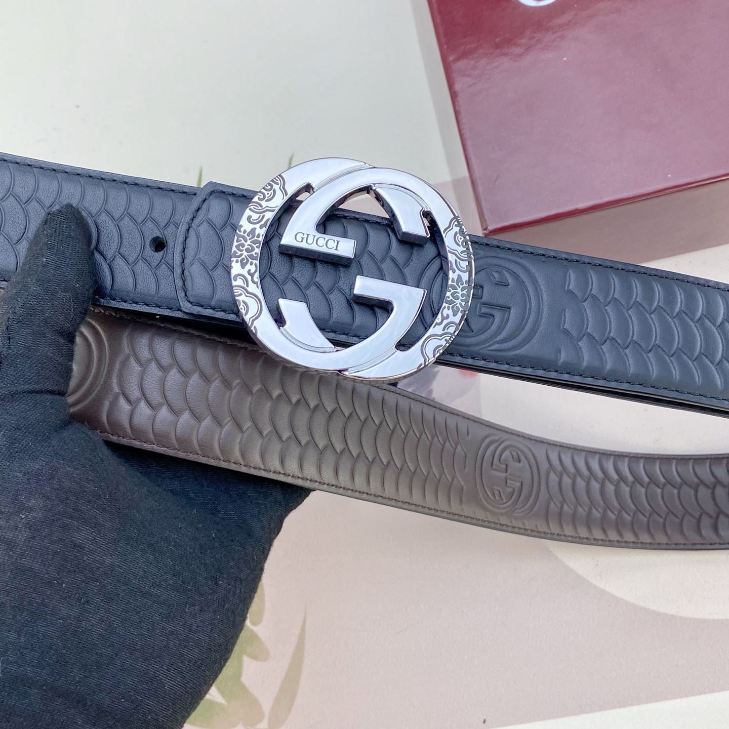 古奇💕 特种皮腰带系列 ，原厂五金精品不锈钢扣，手感柔软舒适 宽3.8CM。