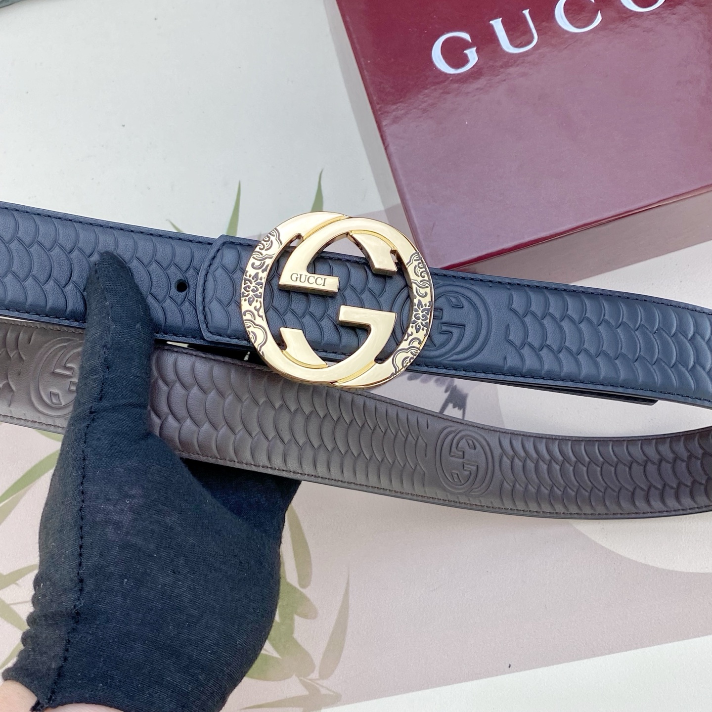 古奇💕 特种皮腰带系列 ，原厂五金精品不锈钢扣，手感柔软舒适 宽3.8CM。