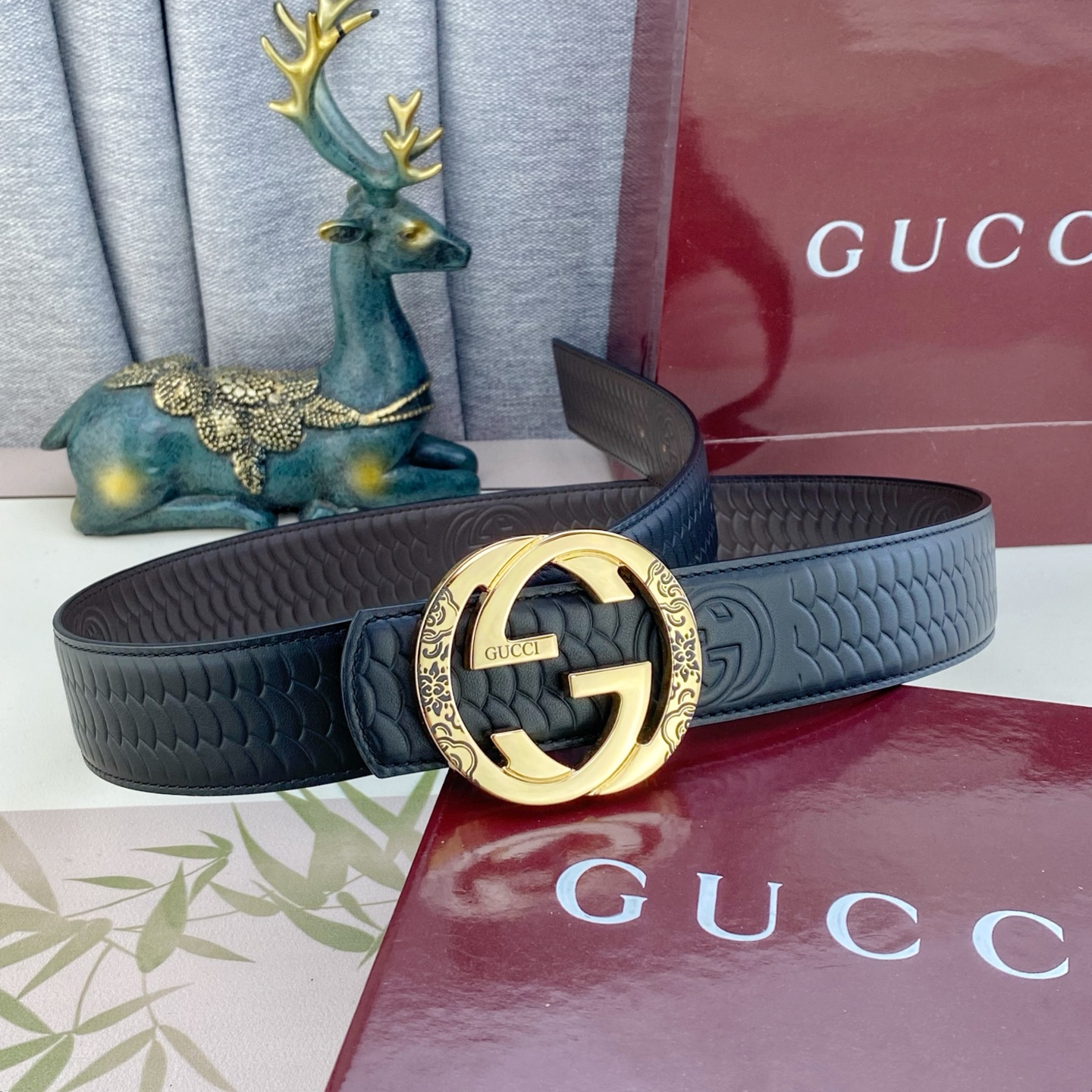 古奇💕 特种皮腰带系列 ，原厂五金精品不锈钢扣，手感柔软舒适 宽3.8CM。