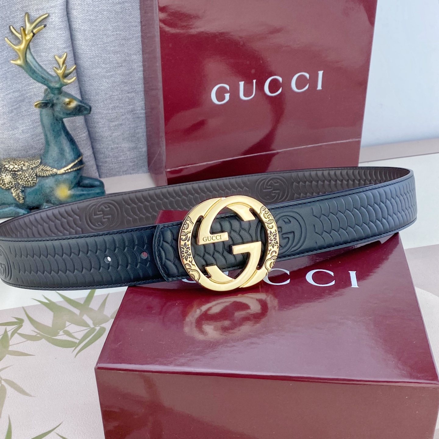 古奇💕 特种皮腰带系列 ，原厂五金精品不锈钢扣，手感柔软舒适 宽3.8CM。