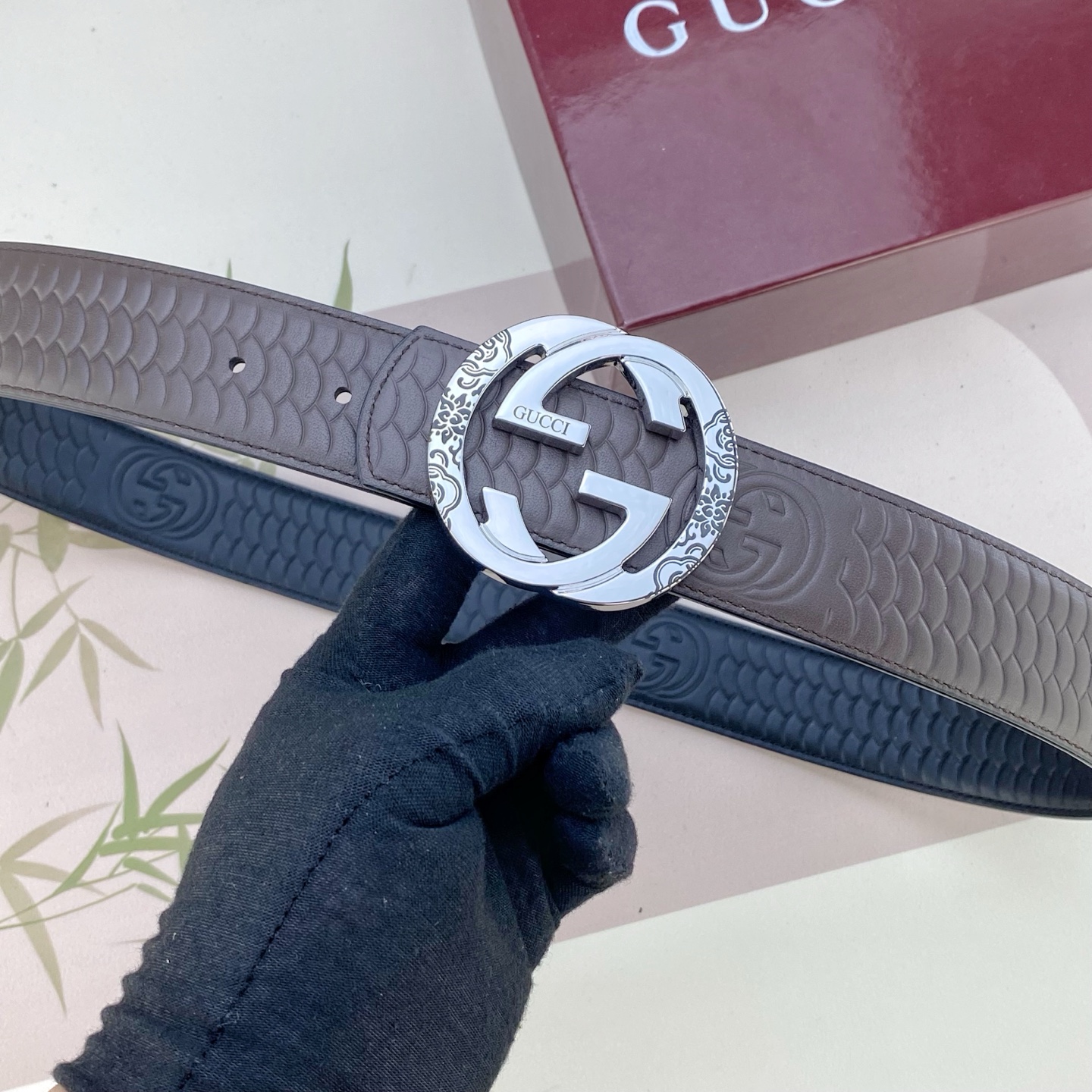 古奇💕 特种皮腰带系列 ，原厂五金精品不锈钢扣，手感柔软舒适 宽3.8CM。