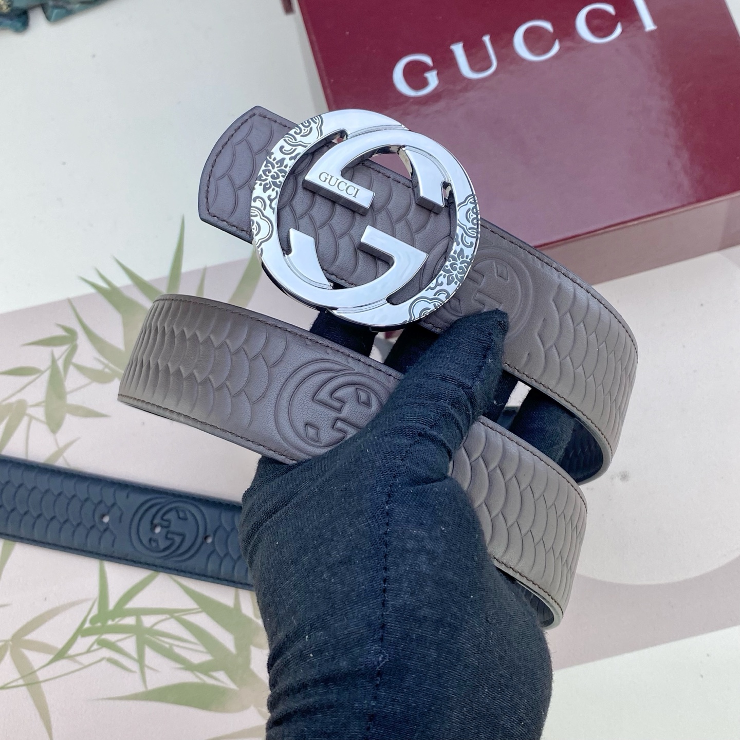 古奇💕 特种皮腰带系列 ，原厂五金精品不锈钢扣，手感柔软舒适 宽3.8CM。