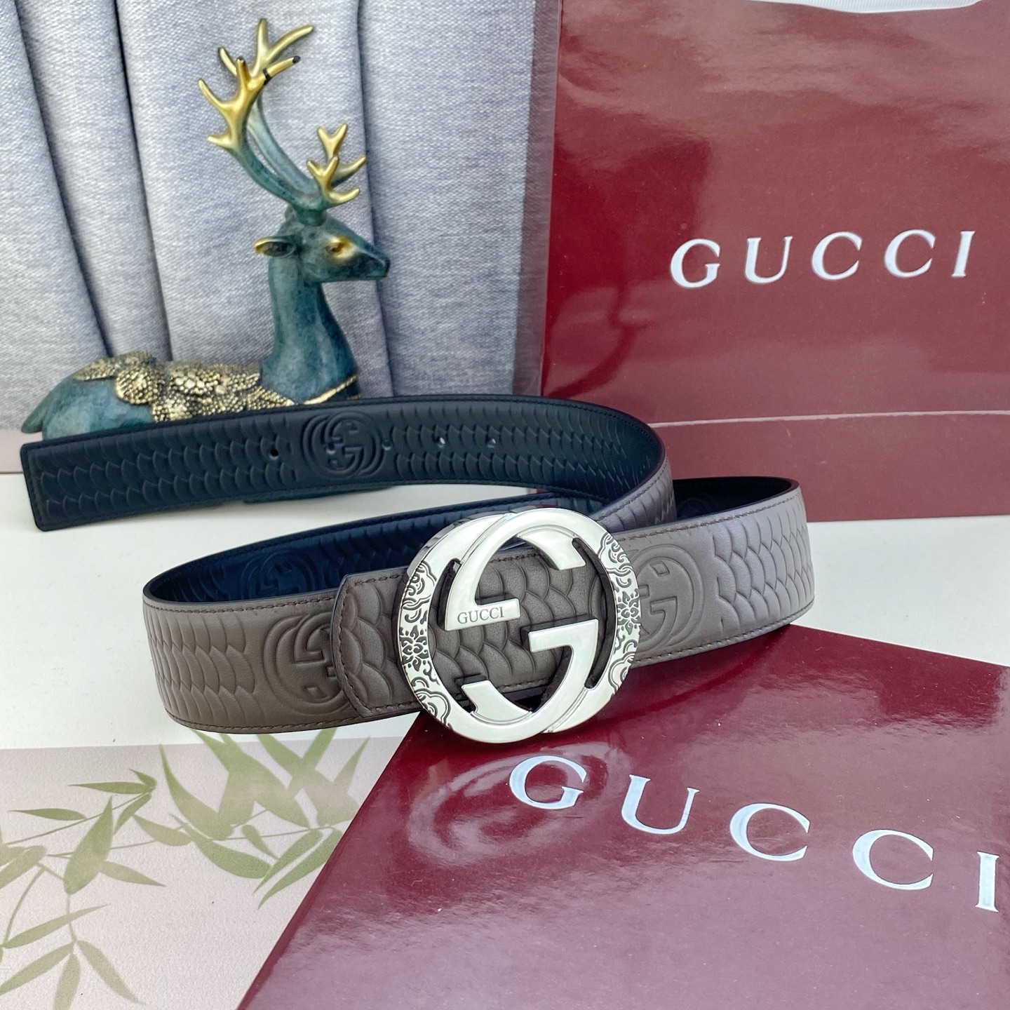 古奇💕 特种皮腰带系列 ，原厂五金精品不锈钢扣，手感柔软舒适 宽3.8CM。