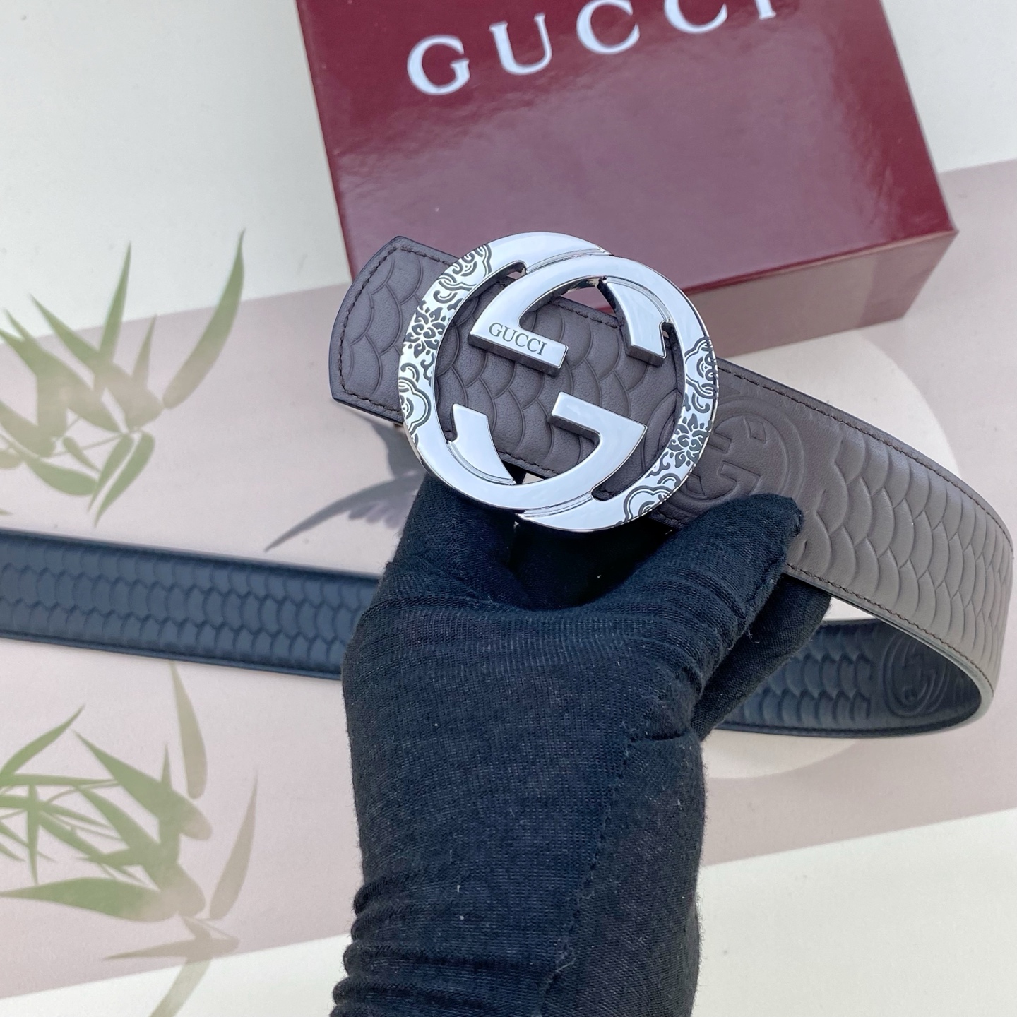 古奇💕 特种皮腰带系列 ，原厂五金精品不锈钢扣，手感柔软舒适 宽3.8CM。