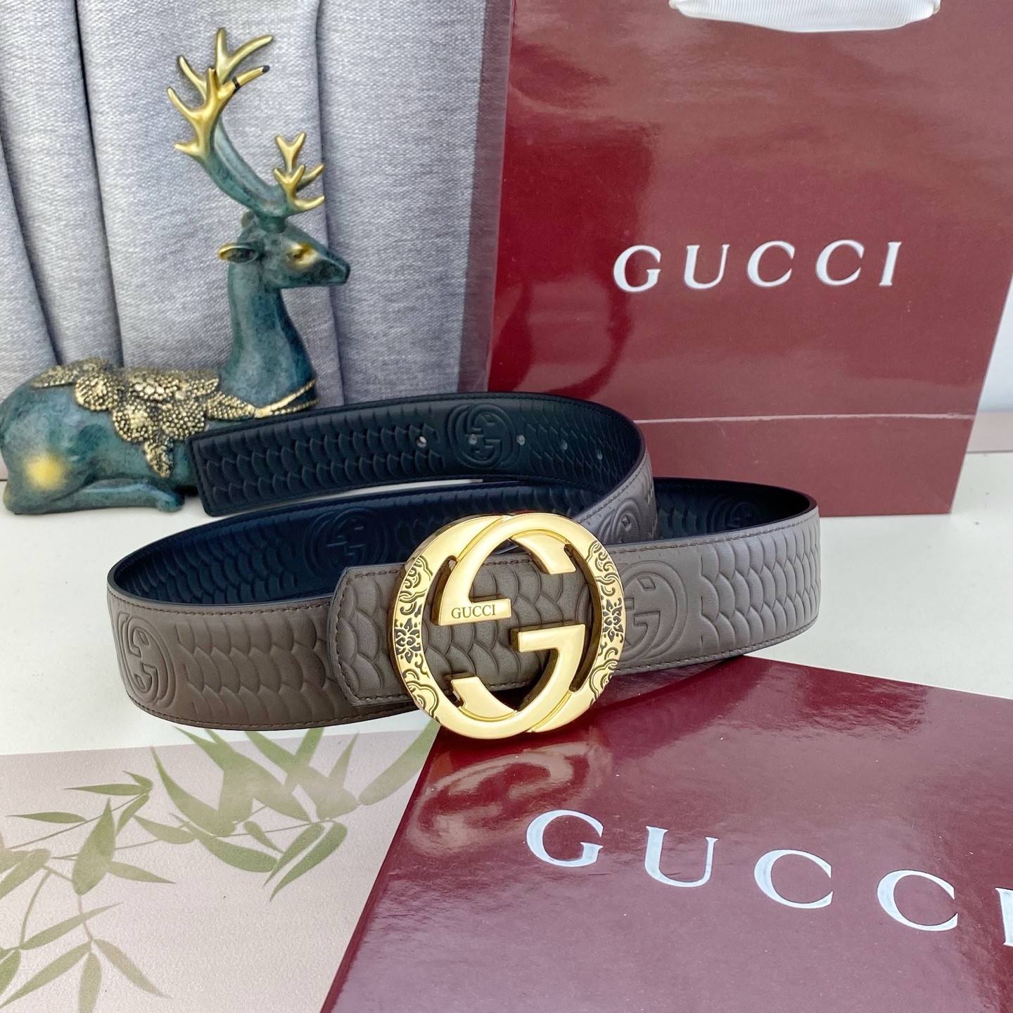 古奇💕 特种皮腰带系列 ，原厂五金精品不锈钢扣，手感柔软舒适 宽3.8CM。