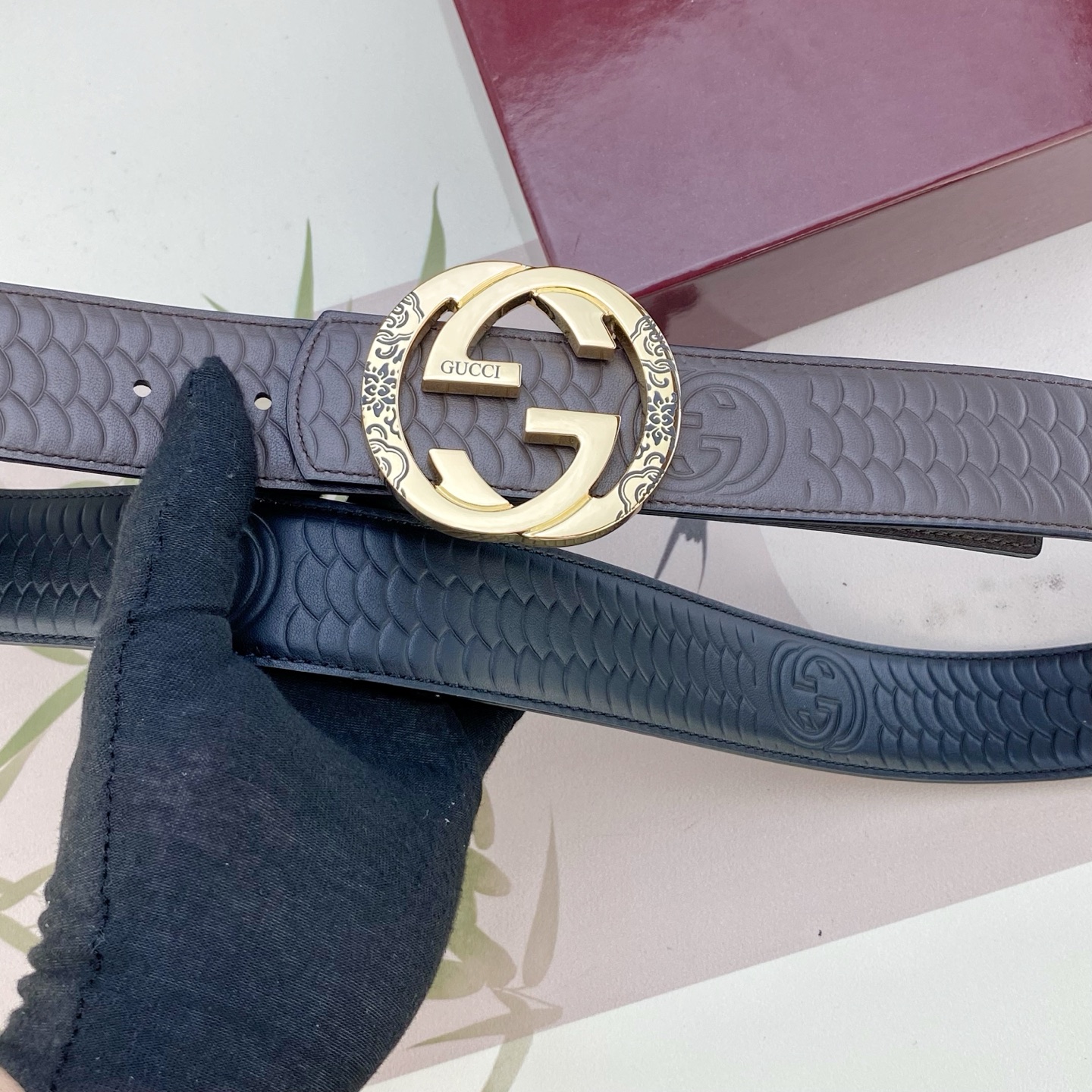 古奇💕 特种皮腰带系列 ，原厂五金精品不锈钢扣，手感柔软舒适 宽3.8CM。