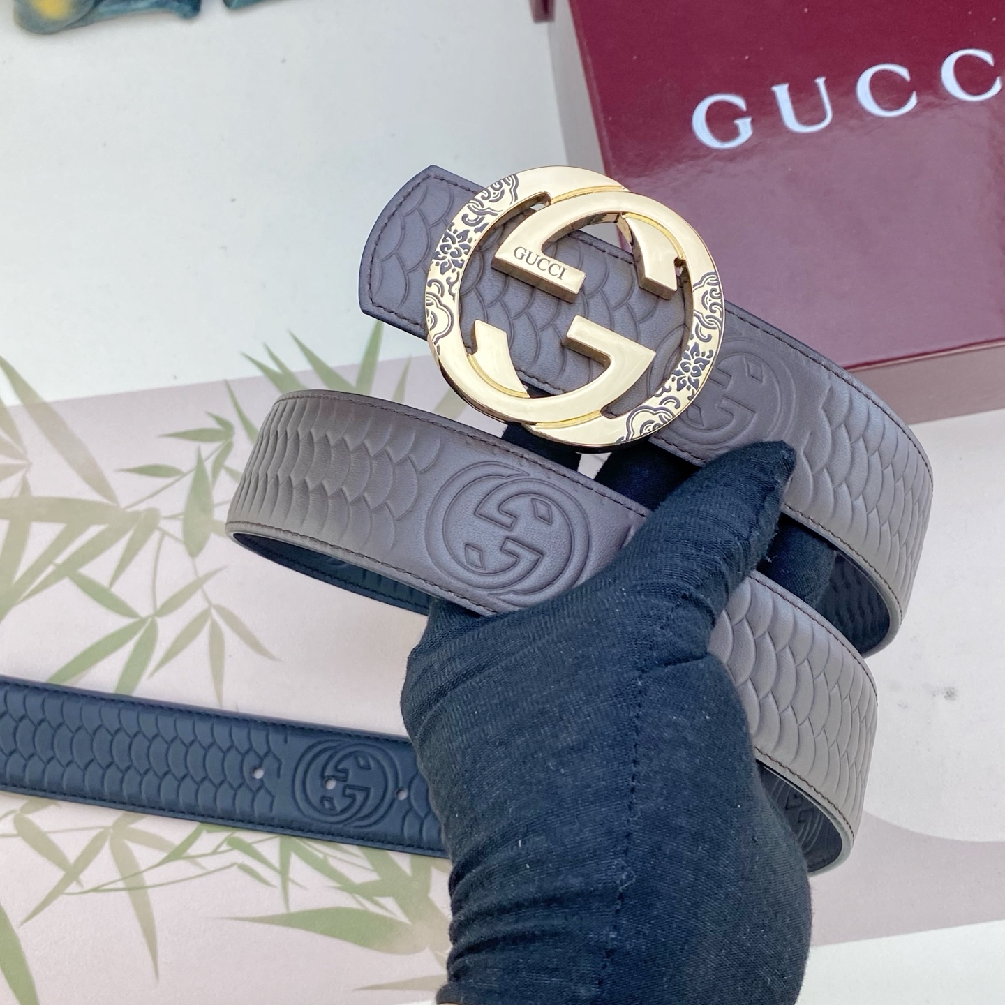 古奇💕 特种皮腰带系列 ，原厂五金精品不锈钢扣，手感柔软舒适 宽3.8CM。