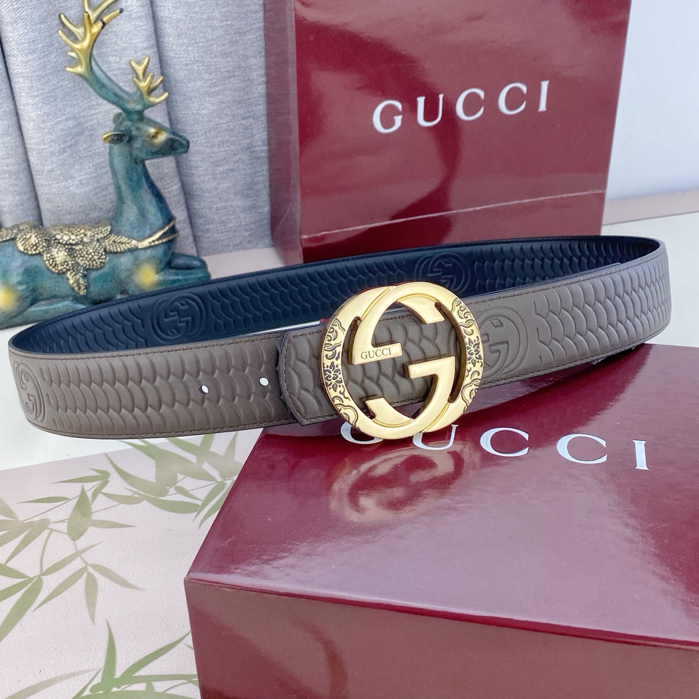 古奇💕 特种皮腰带系列 ，原厂五金精品不锈钢扣，手感柔软舒适 宽3.8CM。