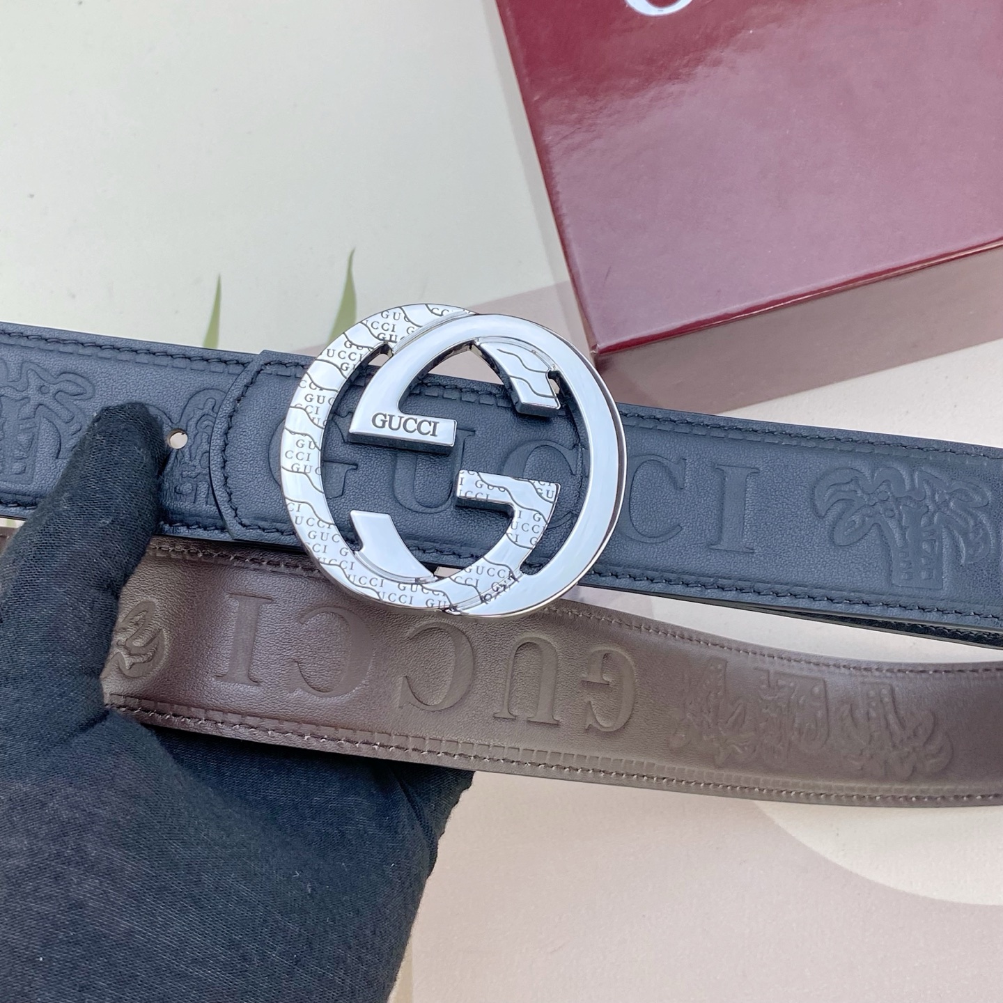 古奇💕 特种皮腰带系列 ，原厂五金精品不锈钢扣，手感柔软舒适 宽3.8CM。