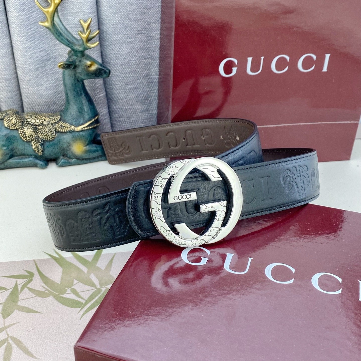 古奇💕 特种皮腰带系列 ，原厂五金精品不锈钢扣，手感柔软舒适 宽3.8CM。