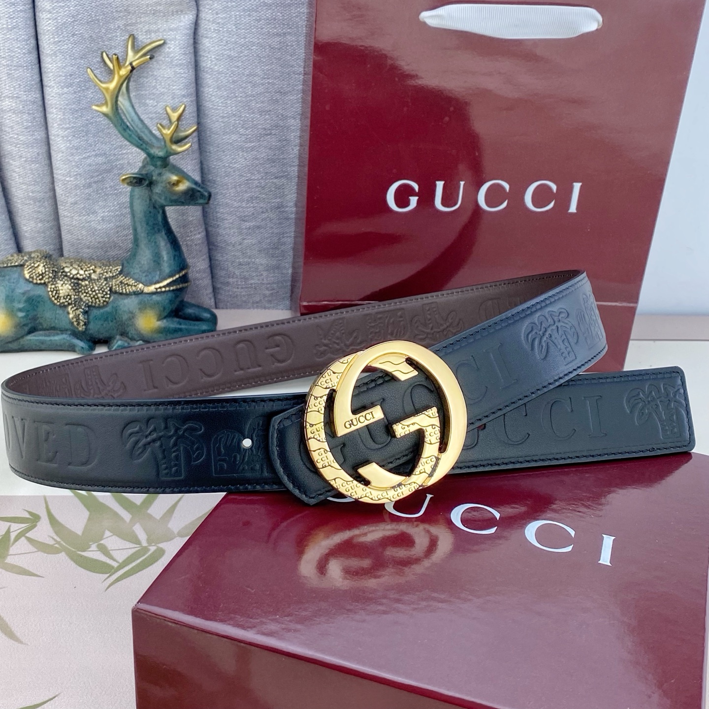 古奇💕 特种皮腰带系列 ，原厂五金精品不锈钢扣，手感柔软舒适 宽3.8CM。