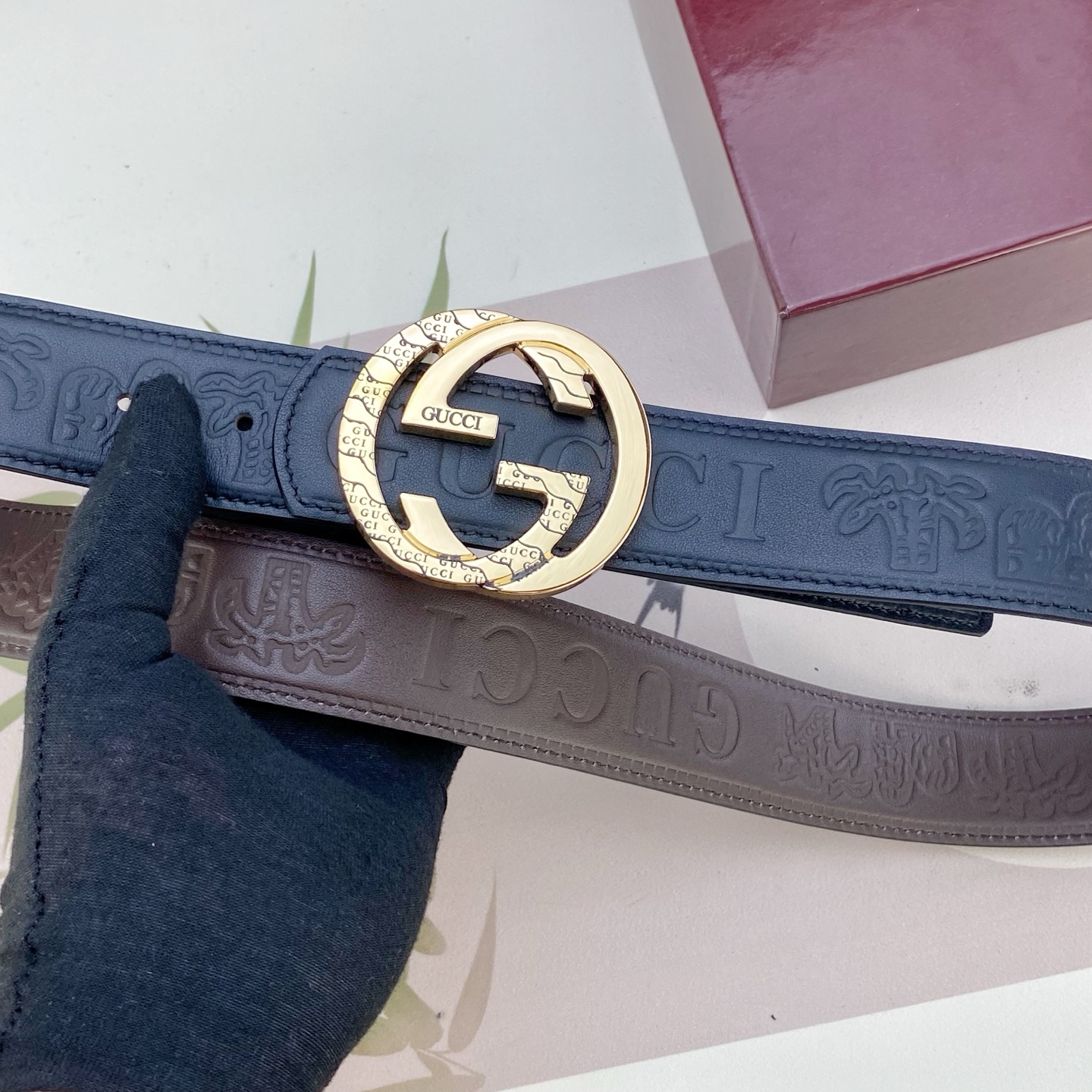 古奇💕 特种皮腰带系列 ，原厂五金精品不锈钢扣，手感柔软舒适 宽3.8CM。