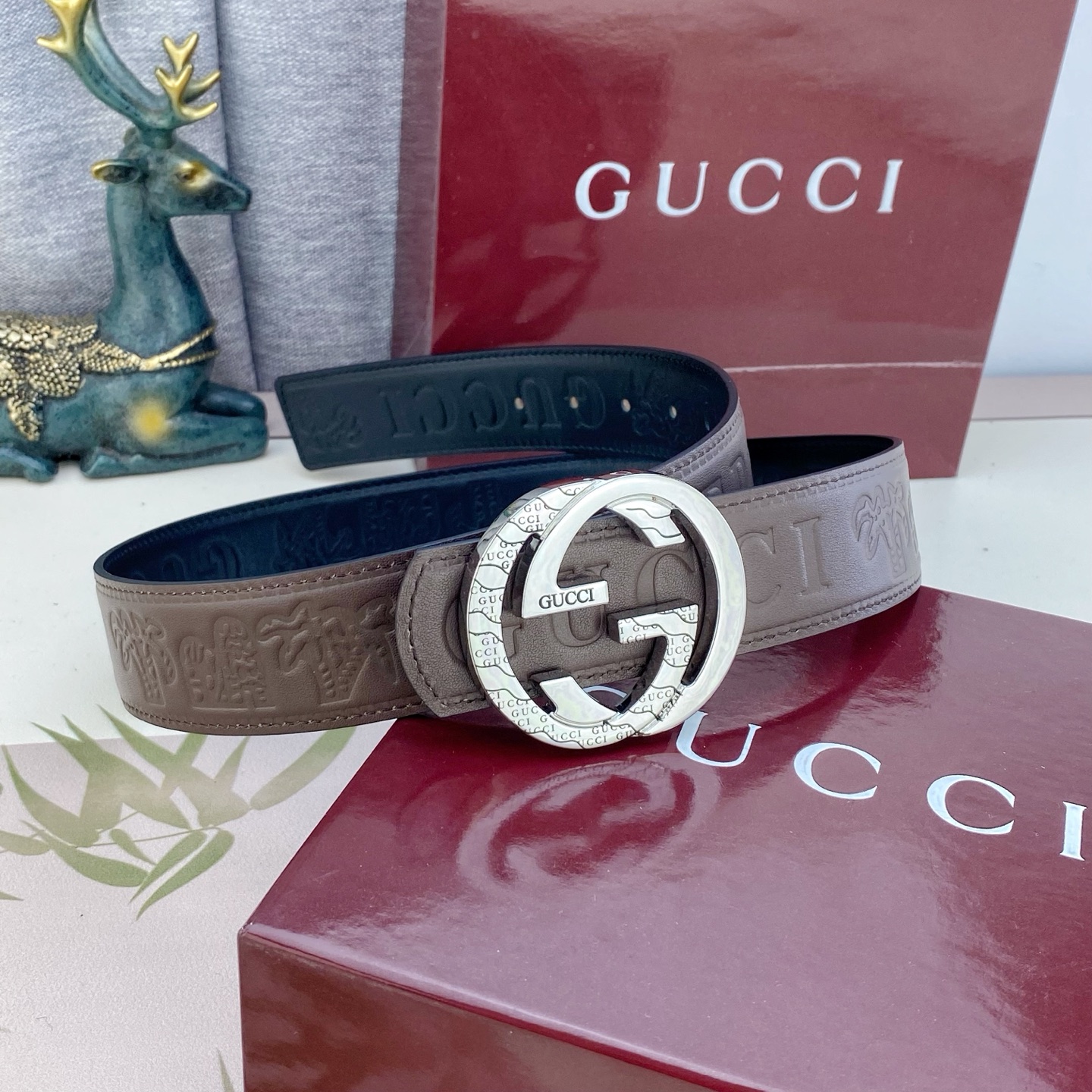 古奇💕 特种皮腰带系列 ，原厂五金精品不锈钢扣，手感柔软舒适 宽3.8CM。