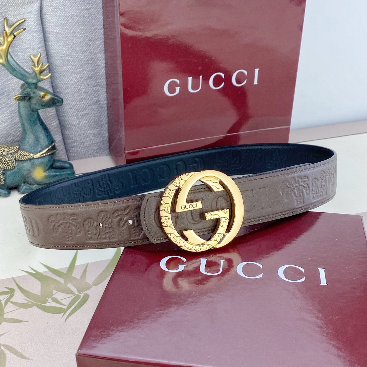 古奇💕 特种皮腰带系列 ，原厂五金精品不锈钢扣，手感柔软舒适 宽3.8CM。