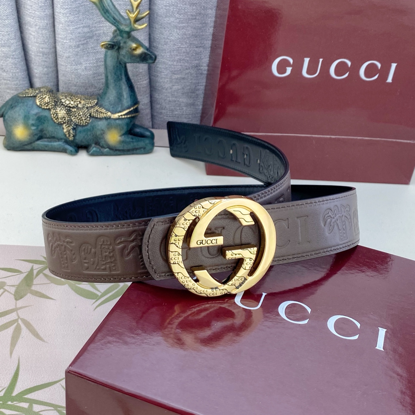 古奇💕 特种皮腰带系列 ，原厂五金精品不锈钢扣，手感柔软舒适 宽3.8CM。