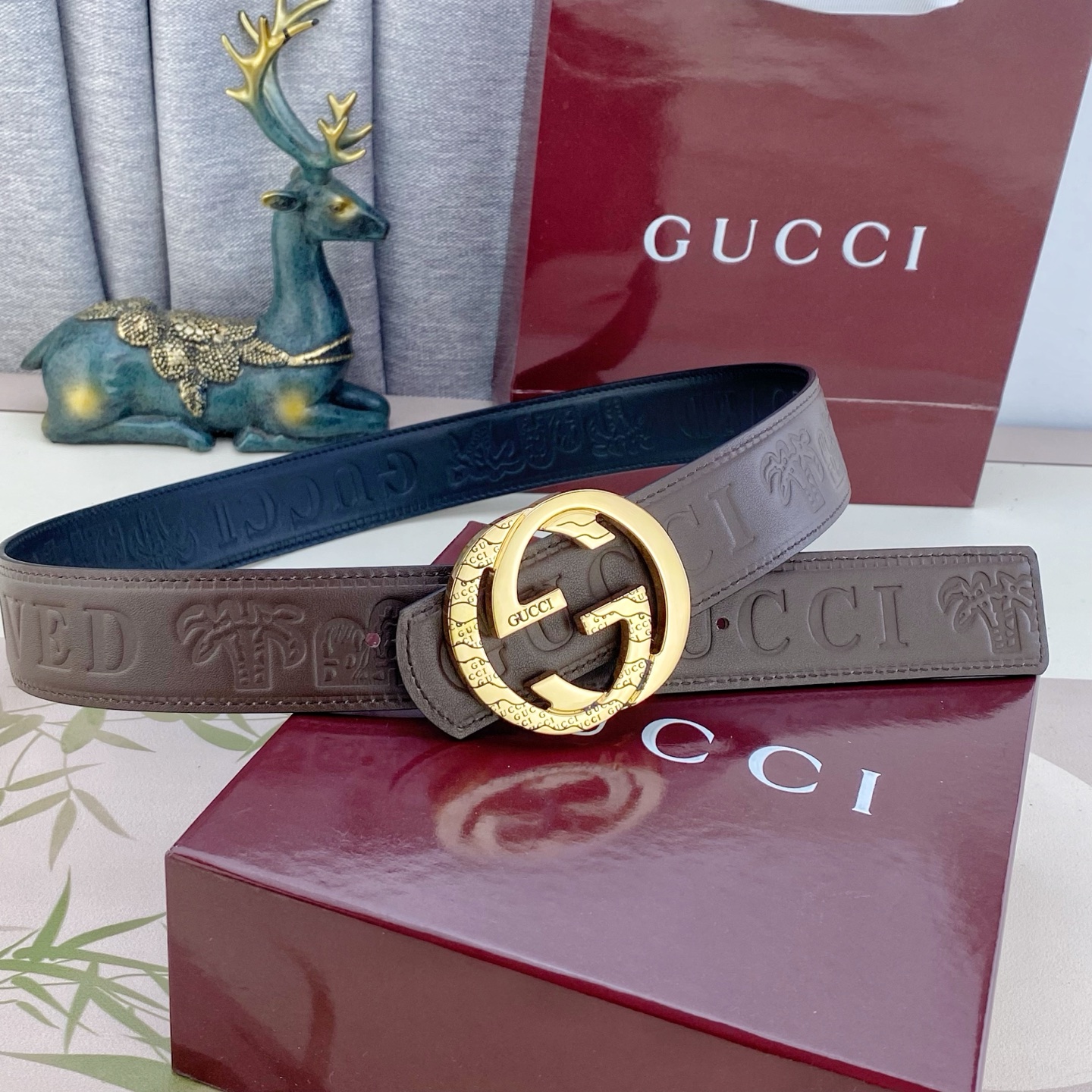 古奇💕 特种皮腰带系列 ，原厂五金精品不锈钢扣，手感柔软舒适 宽3.8CM。