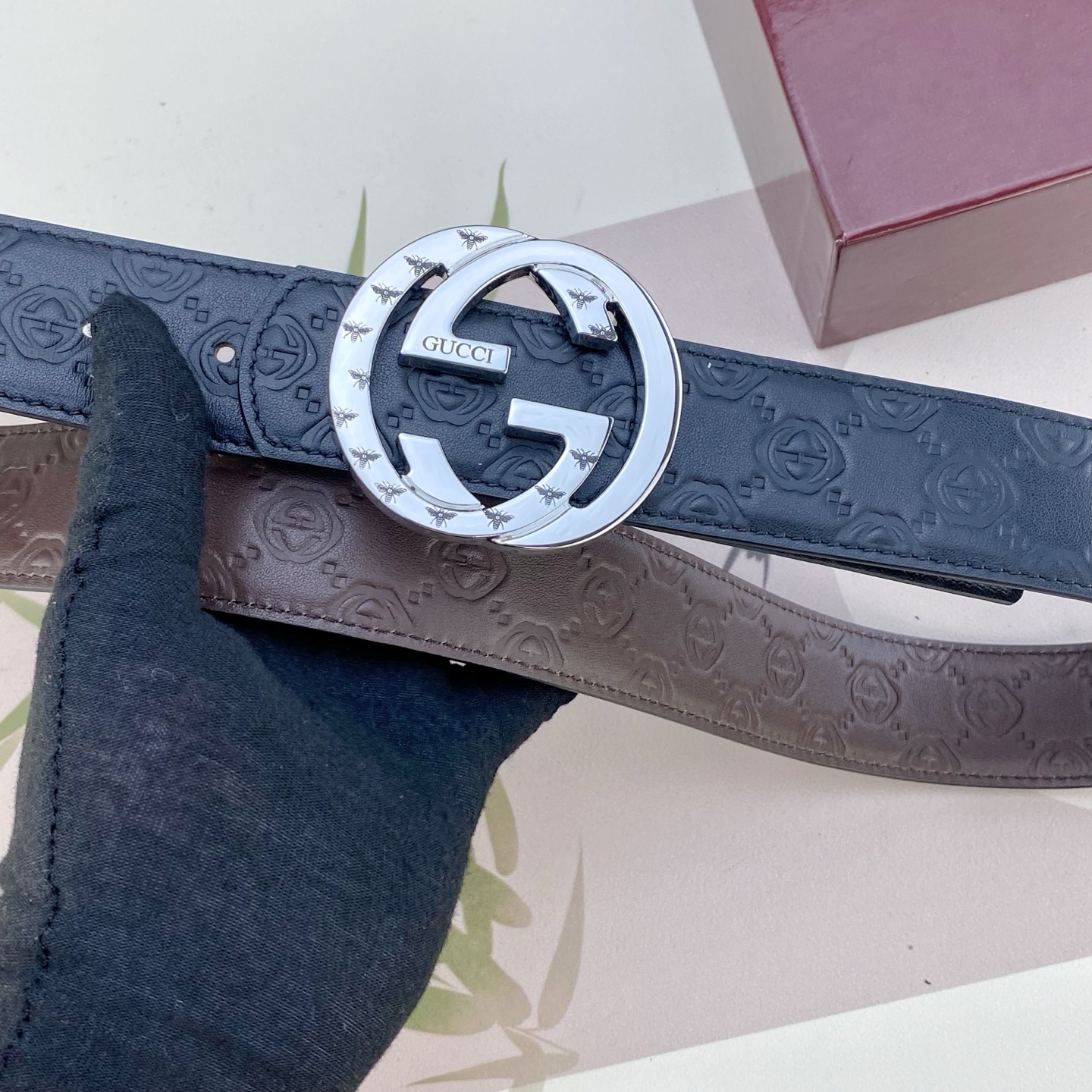 古奇💕 特种皮腰带系列 ，原厂五金精品不锈钢扣，手感柔软舒适 宽3.8CM。