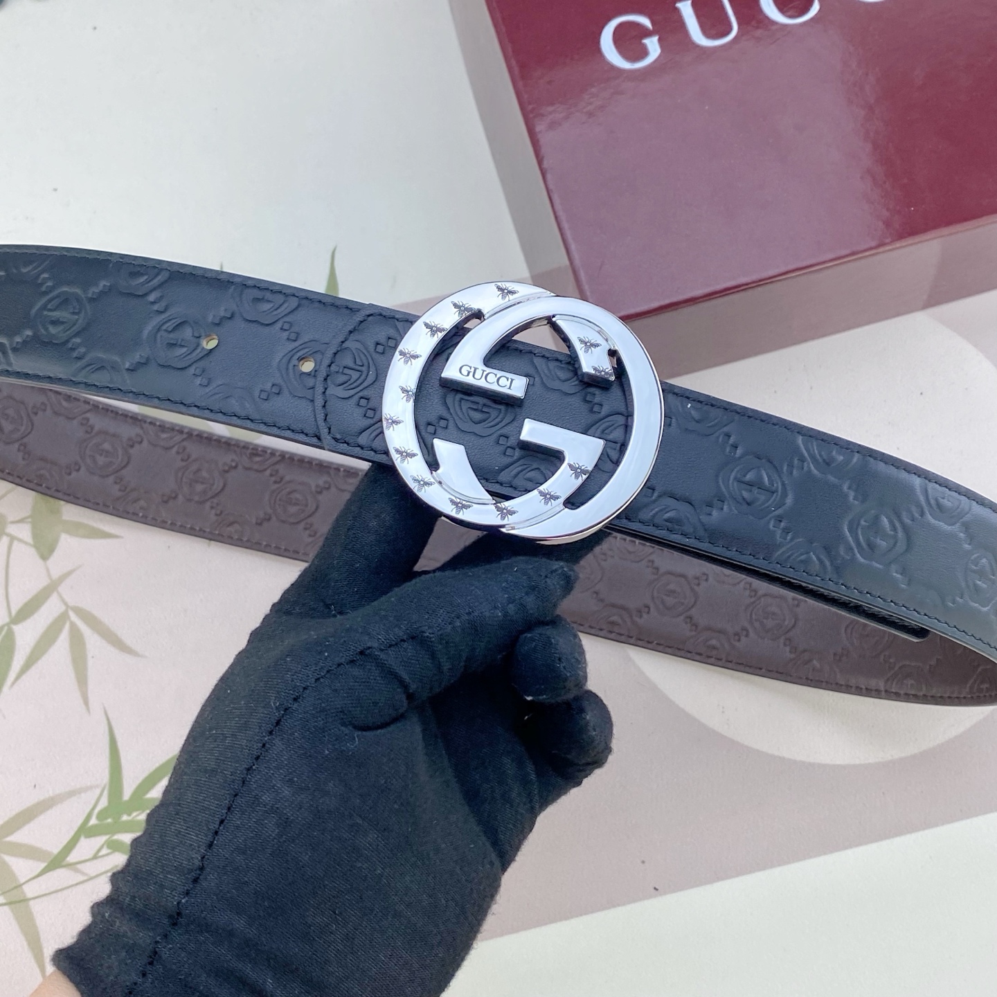 古奇💕 特种皮腰带系列 ，原厂五金精品不锈钢扣，手感柔软舒适 宽3.8CM。