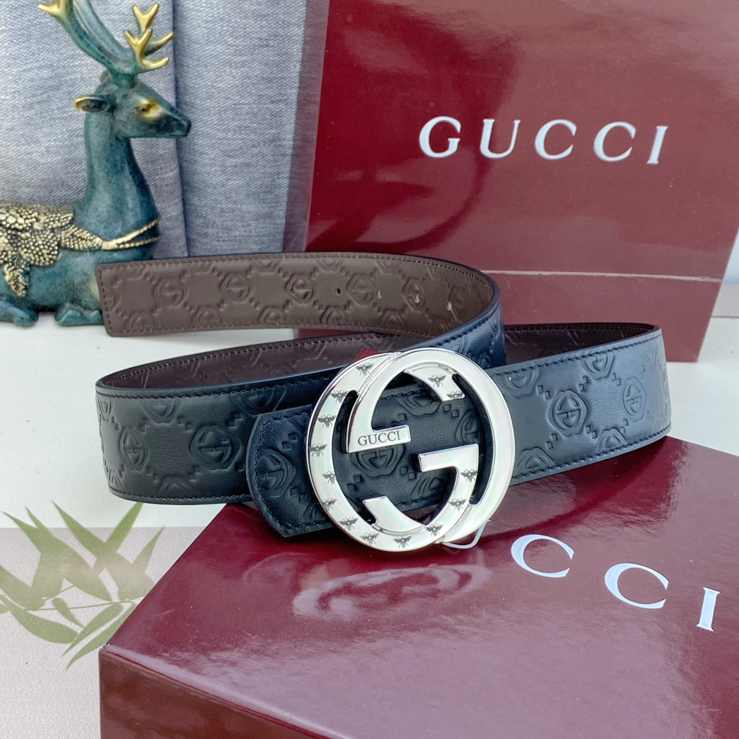 古奇💕 特种皮腰带系列 ，原厂五金精品不锈钢扣，手感柔软舒适 宽3.8CM。