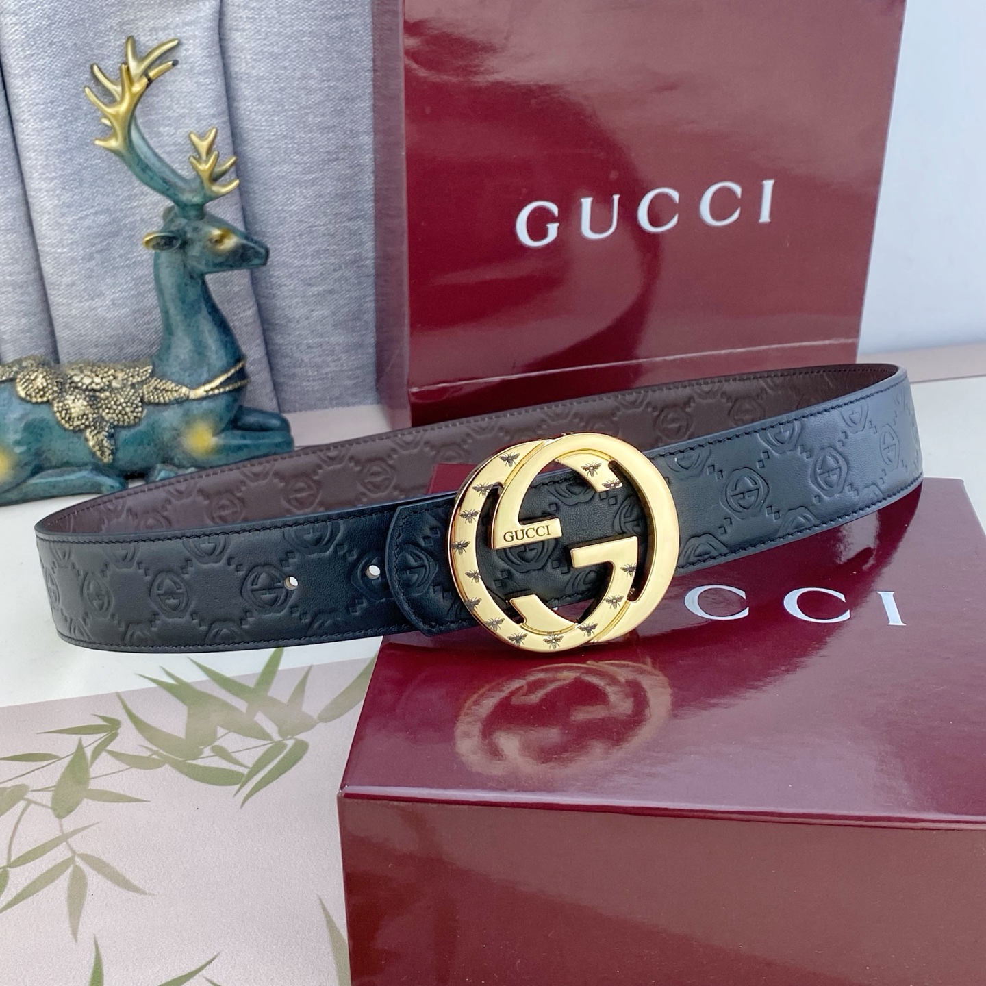 古奇💕 特种皮腰带系列 ，原厂五金精品不锈钢扣，手感柔软舒适 宽3.8CM。