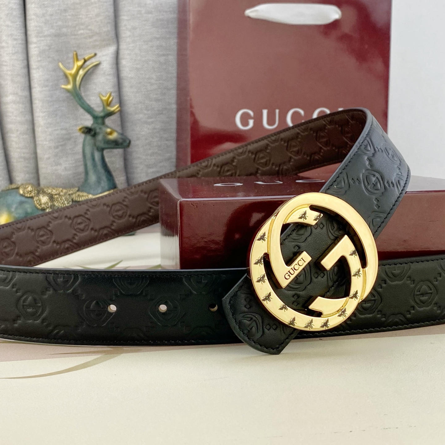 古奇💕 特种皮腰带系列 ，原厂五金精品不锈钢扣，手感柔软舒适 宽3.8CM。