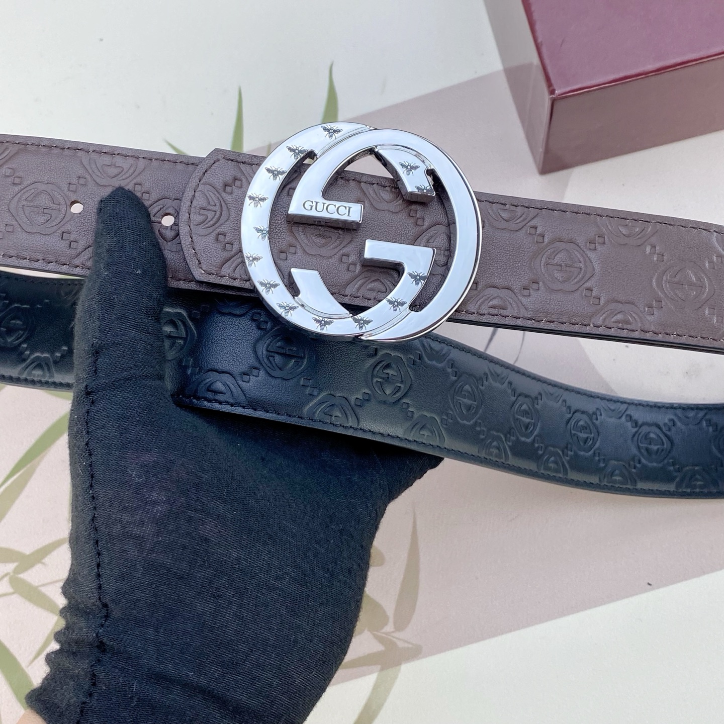 古奇💕 特种皮腰带系列 ，原厂五金精品不锈钢扣，手感柔软舒适 宽3.8CM。